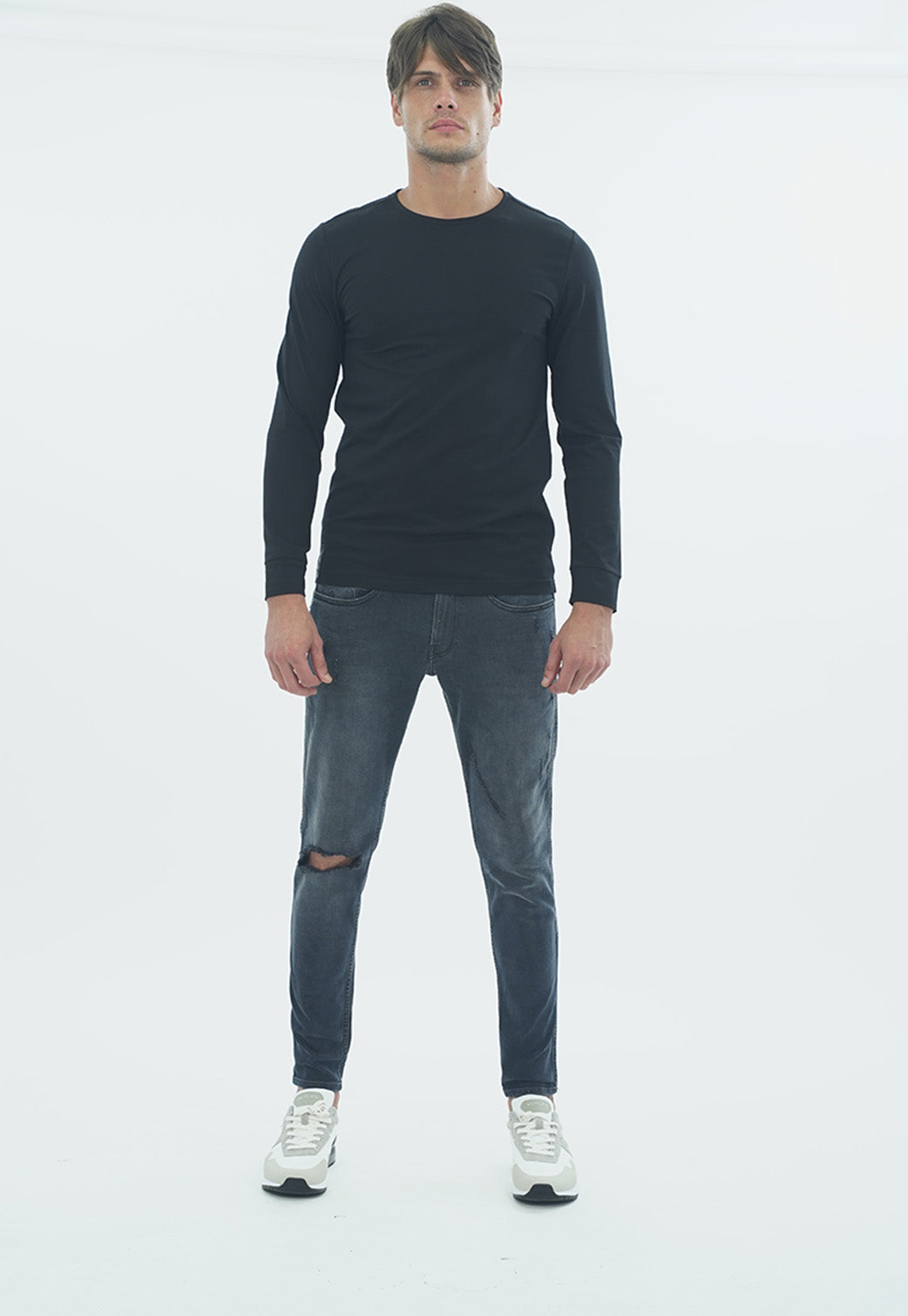 טי שירט לייקרה ארוכה עם הדפס גולגולת בגב גברים