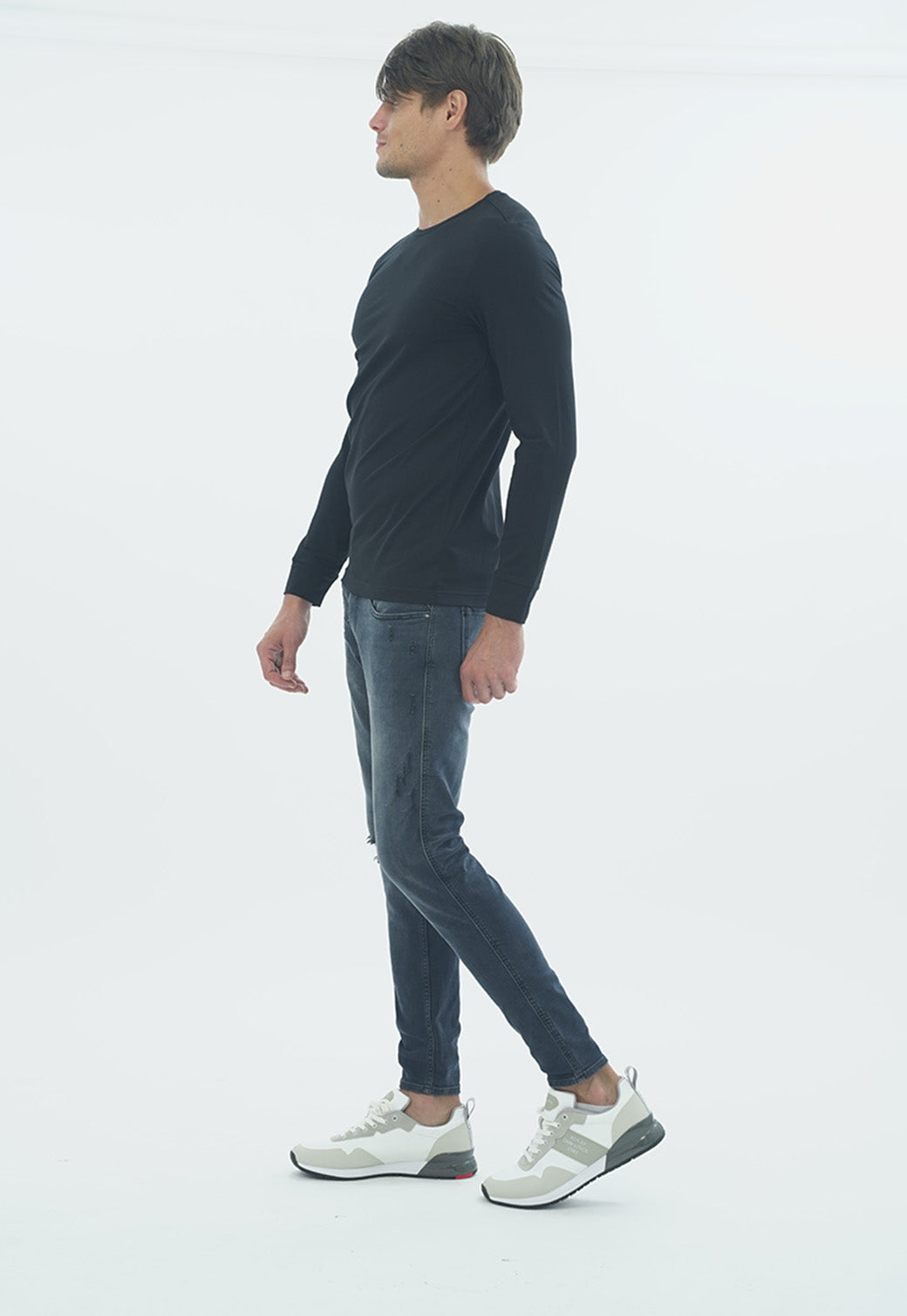 טי שירט לייקרה ארוכה עם הדפס גולגולת בגב גברים