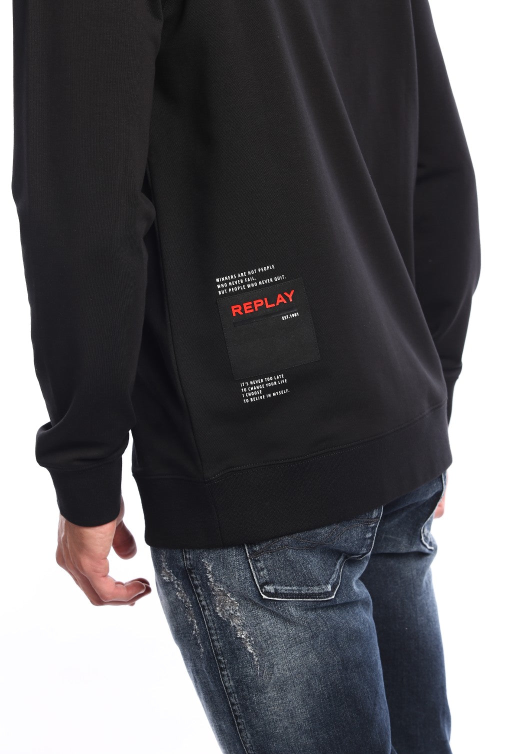 קפוצ'ון טרי ארוך לוגו בחזה ובגב | גברים BLACK / L