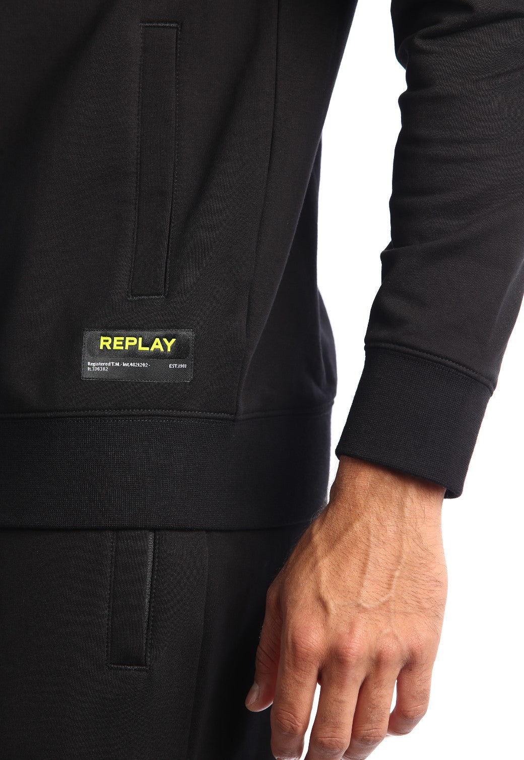 קפוצ'ון רוכסן פרנץ' טרי ארוך לוגו בחזה ובגב | גברים BLACK / L