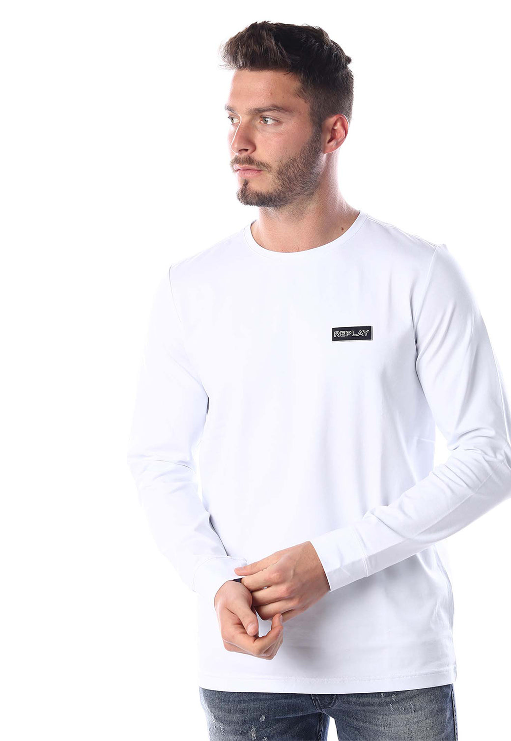 חולצת לייקרה ארוכה בצבע לבן