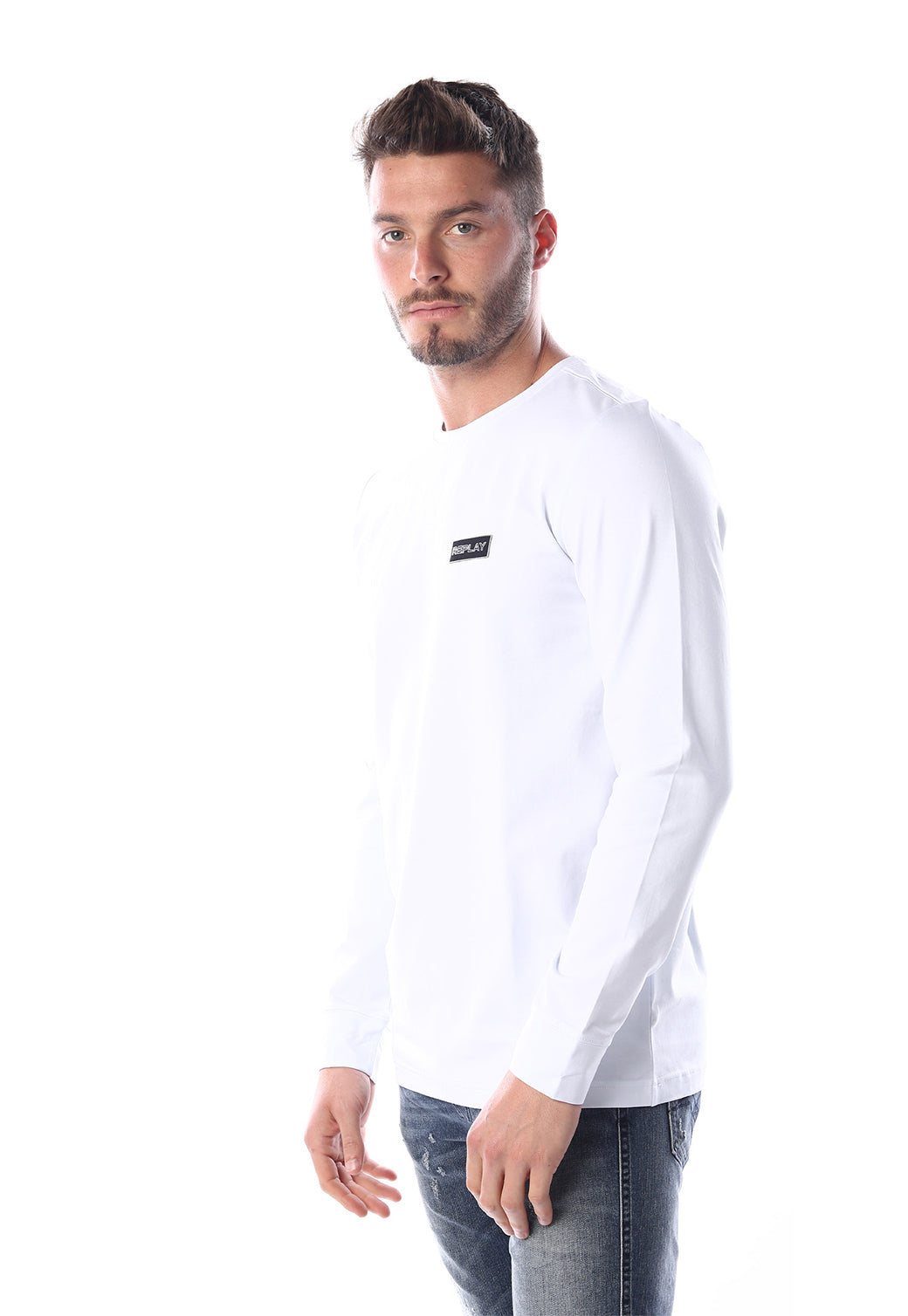 חולצת לייקרה ארוכה בצבע לבן