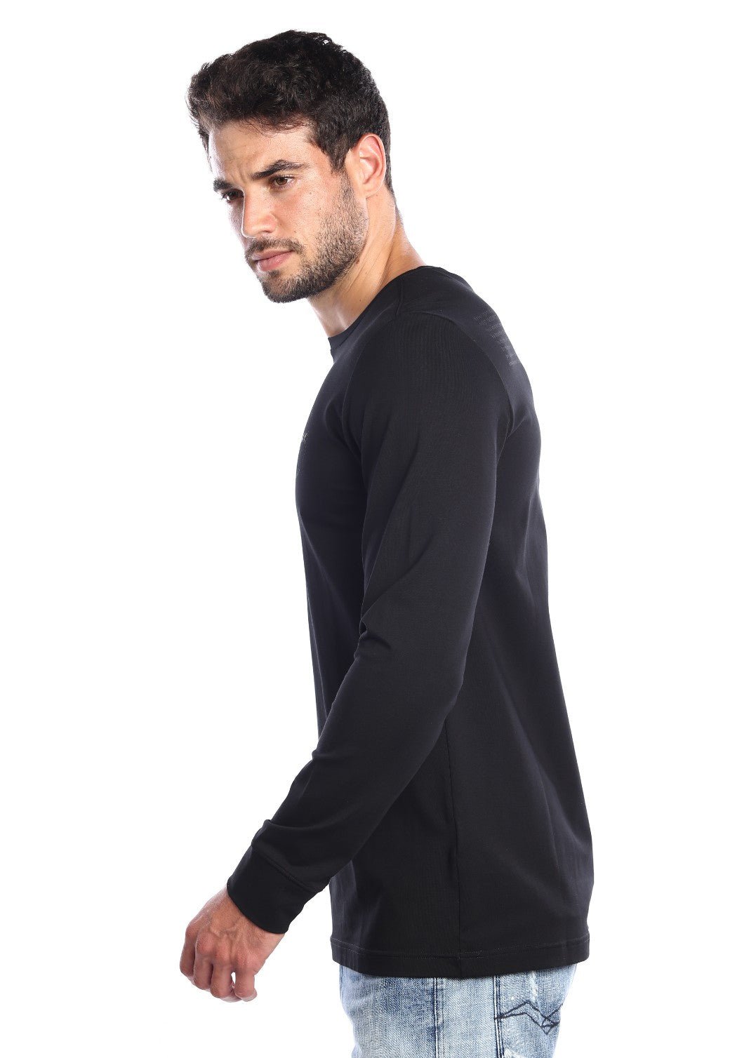 טי שירט לייקרה ארוכה עם הדפס לוגו קטן | גברים BLACK / L