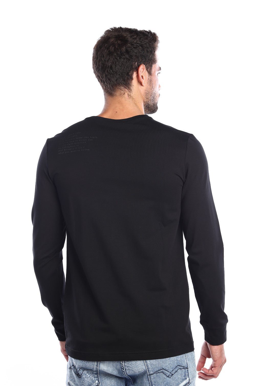 טי שירט לייקרה ארוכה עם הדפס לוגו קטן | גברים BLACK / L