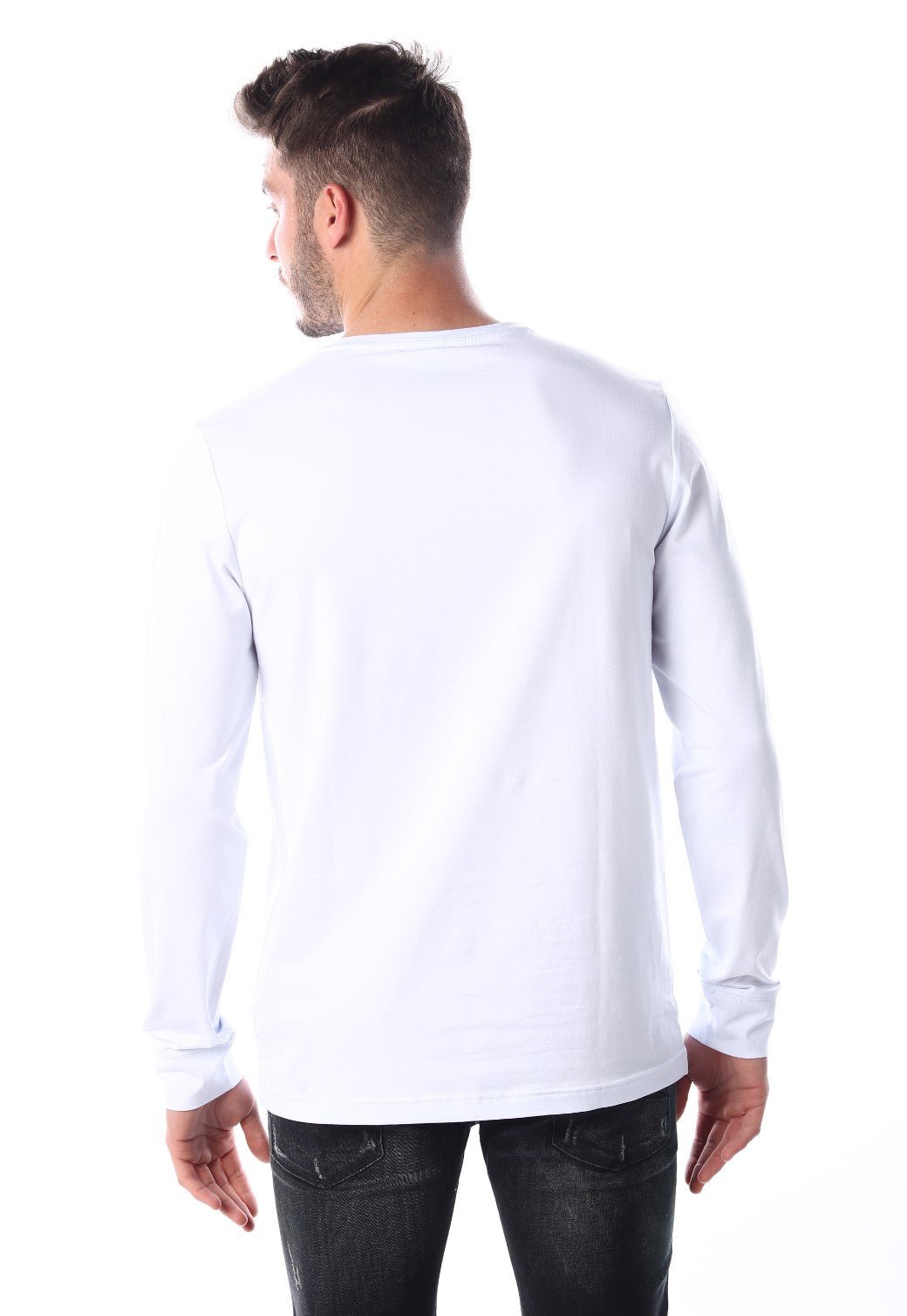 טי שירט ארוכה הדפס לוגו קטן | גברים WHITE / L