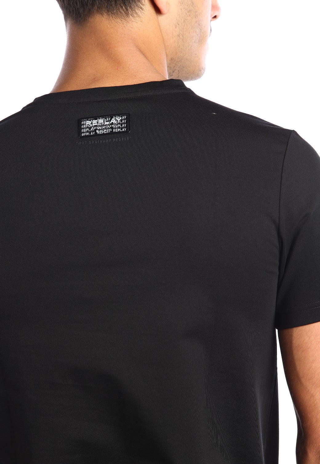 טי שרט לייקרה קצרה לוגו גדול בצד ימין גברים