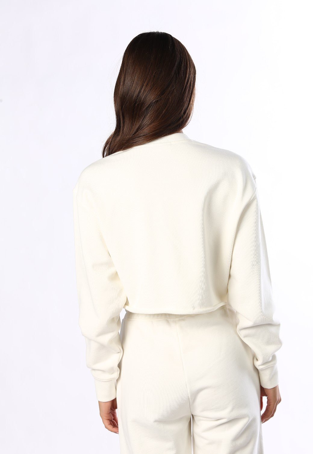 סוויטשירט קרופ פרנץ' טרי ארוך לוגו גדול בחזה | נשים WHITE / S