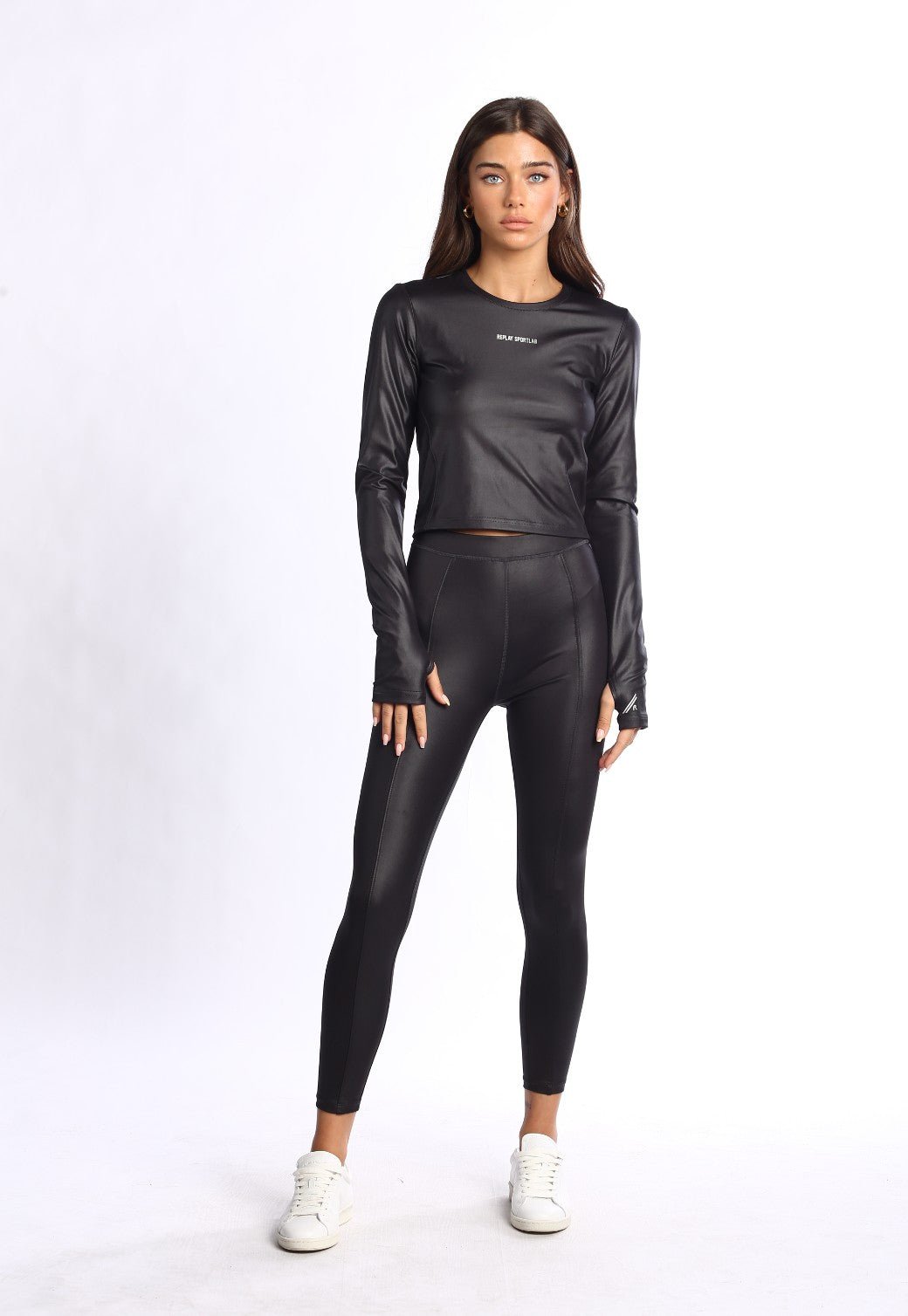 חולצת אירובי אלאס ארוך לוגו בחזה | נשים BLACK / S