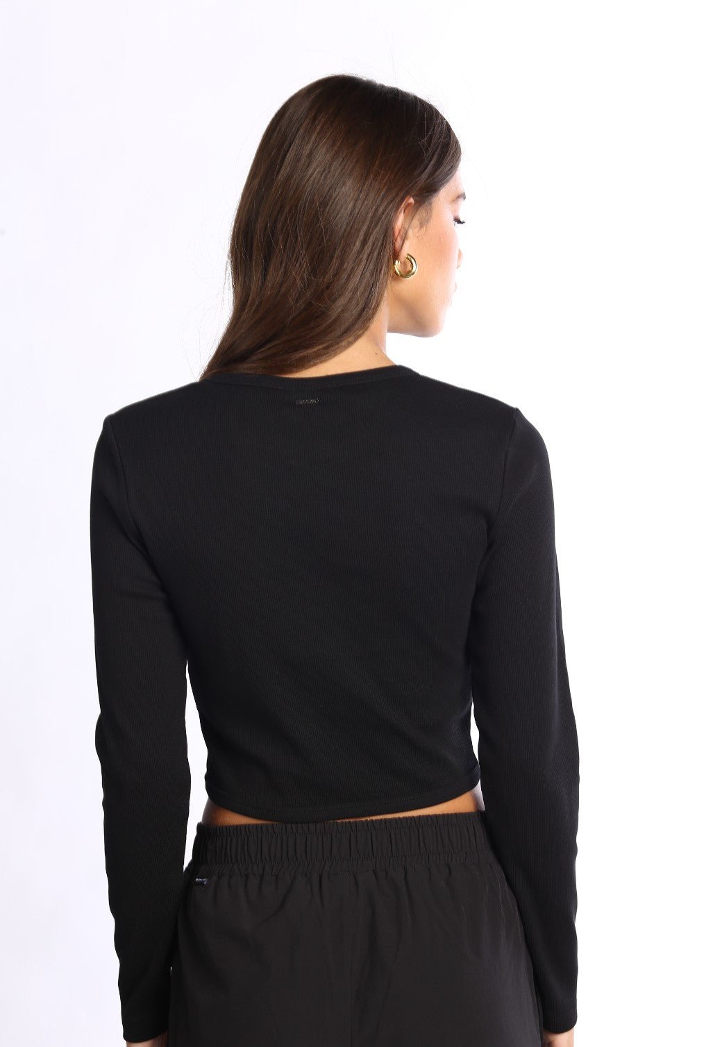 טי שירט בייסיק ריב ארוכה | נשים BLACK / S