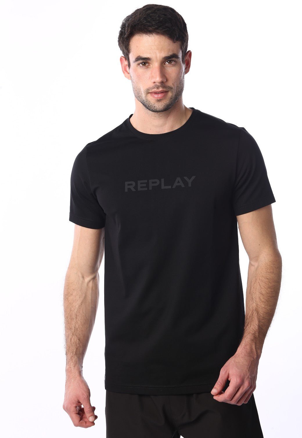 טי שירט קצרה עם הדפס לוגו | גברים BLACK / L