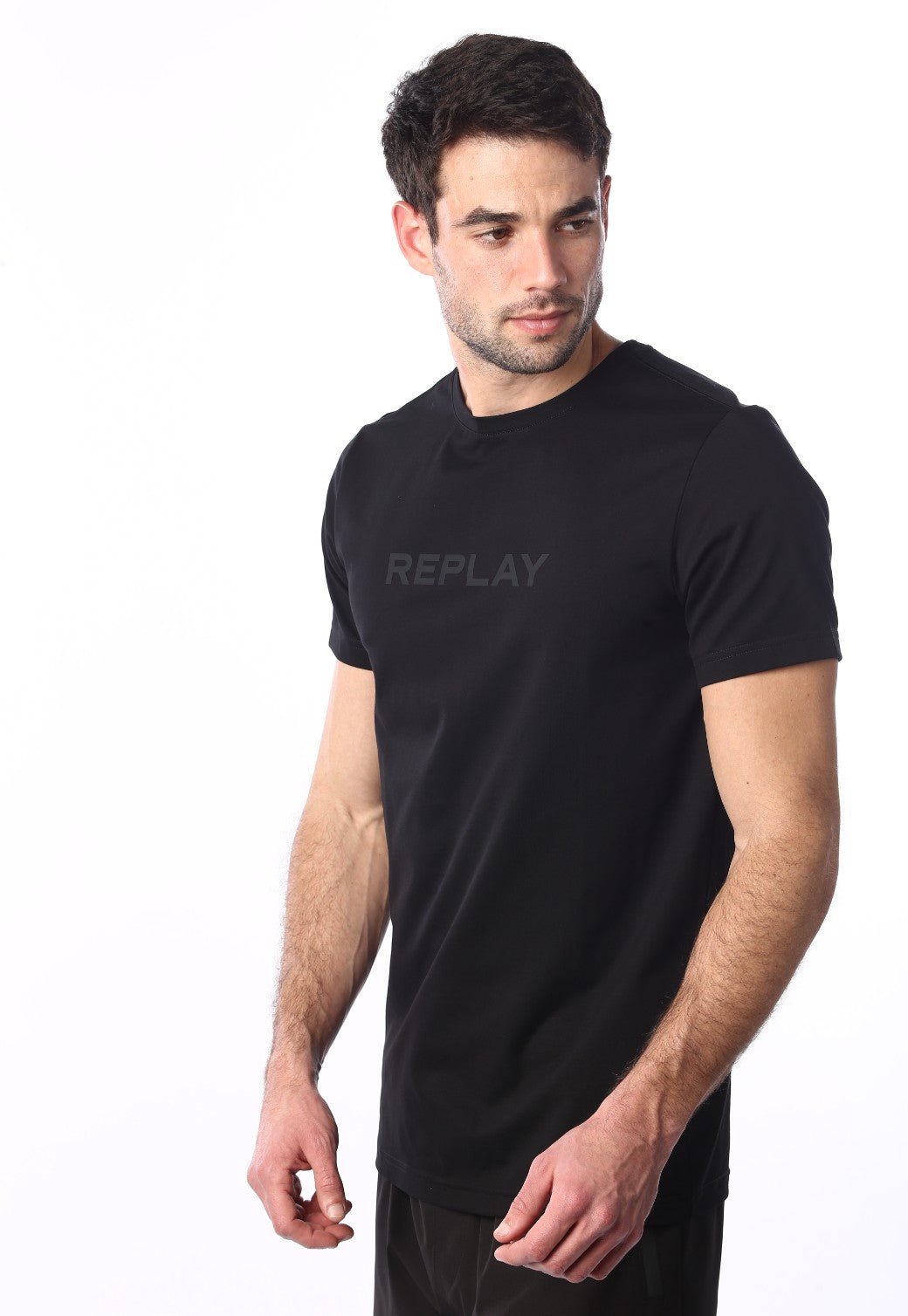 טי שירט קצרה עם הדפס לוגו | גברים BLACK / L