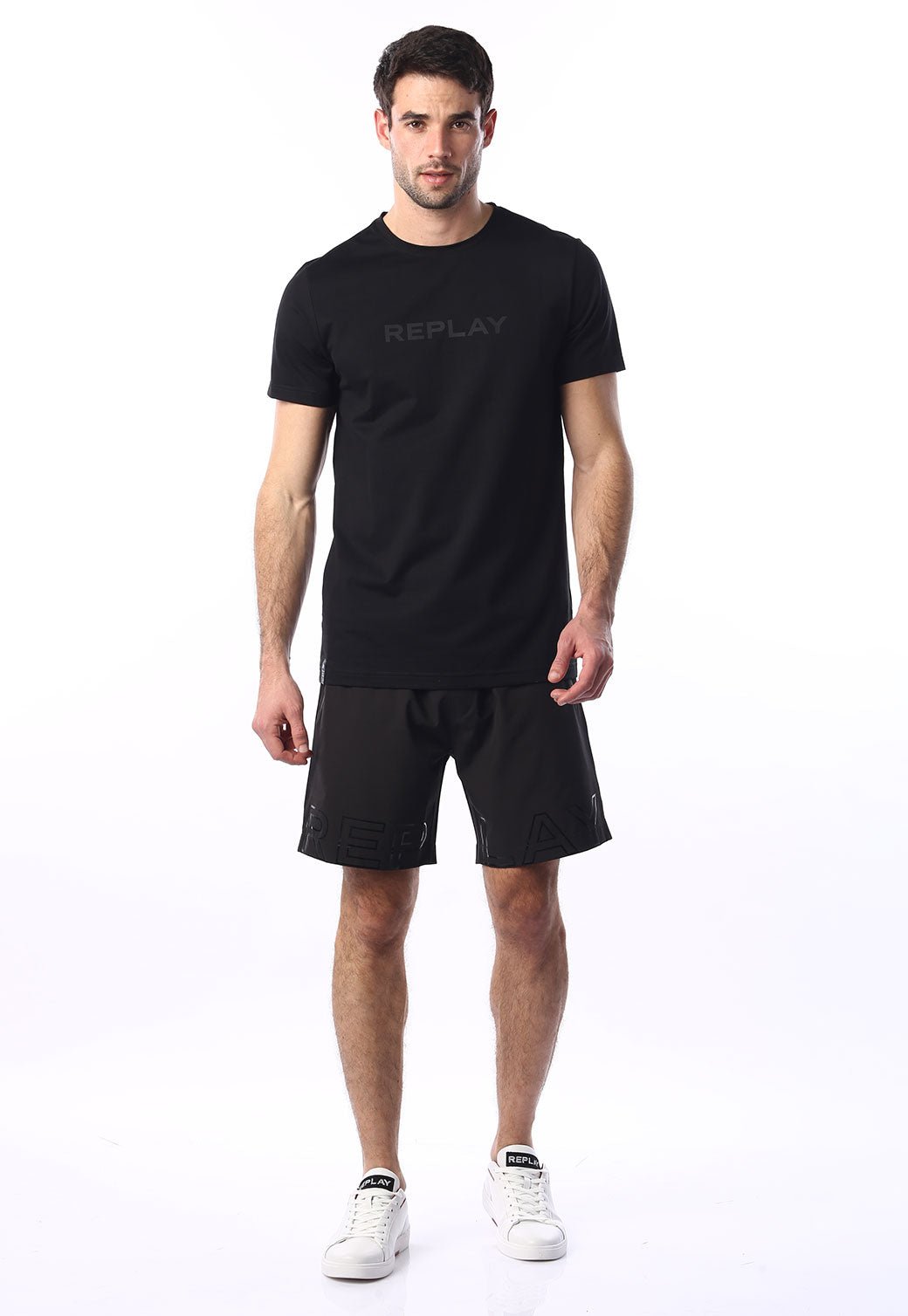 טי שירט קצרה עם הדפס לוגו | גברים BLACK / L