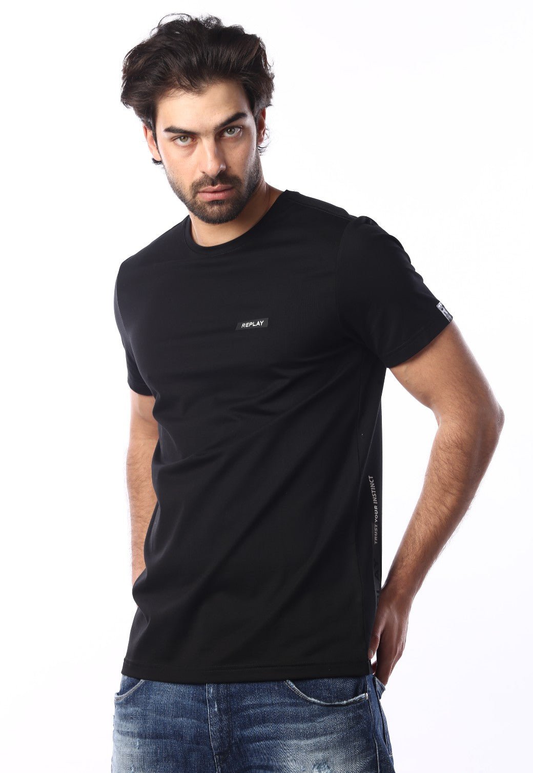 טי שירט קצרה עם הדפס לוגו | גברים BLACK / L