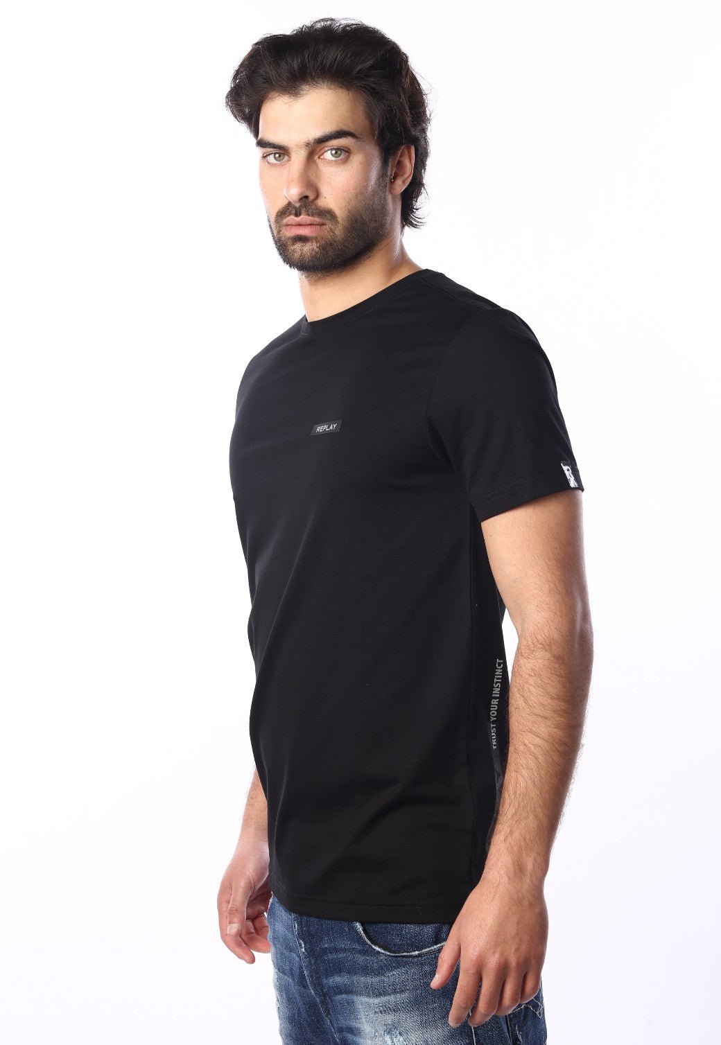 טי שירט קצרה עם הדפס לוגו | גברים BLACK / L