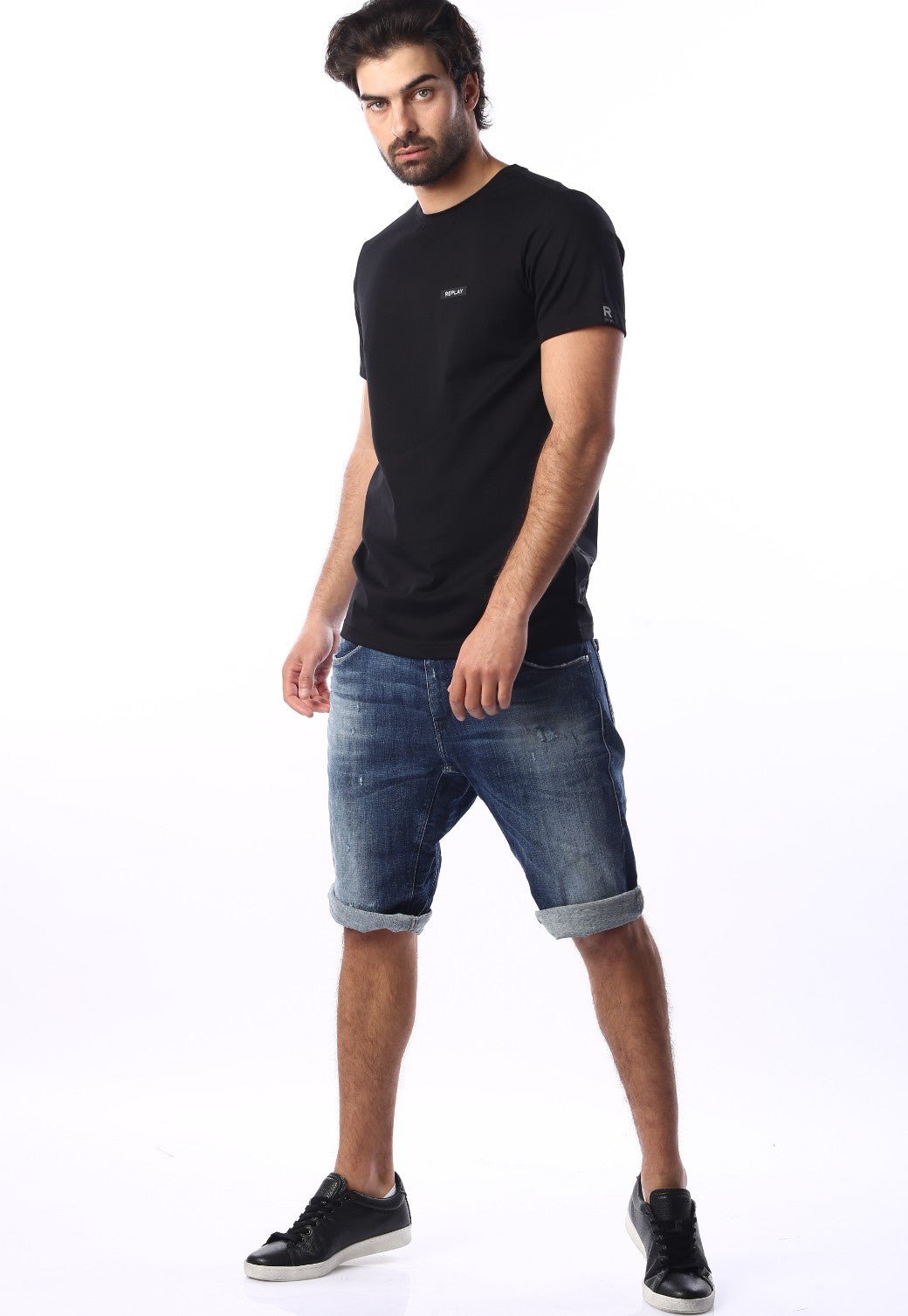 טי שירט קצרה עם הדפס לוגו | גברים BLACK / L