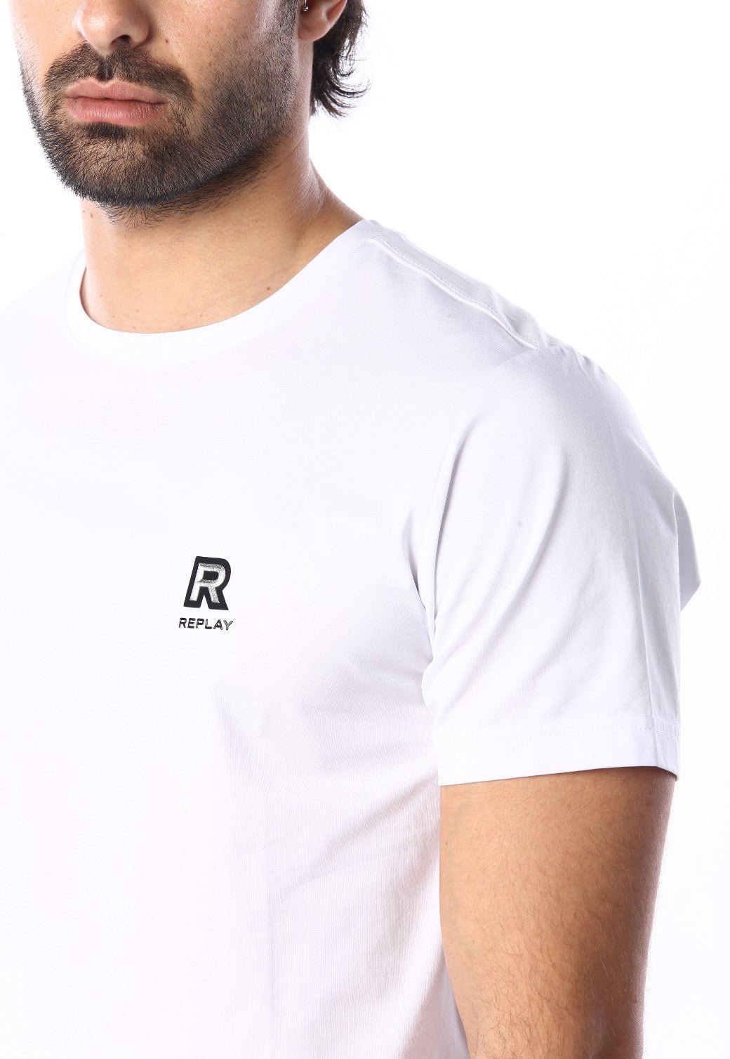 טי שירט קצרה עם לוגו R | גברים WHITE / L