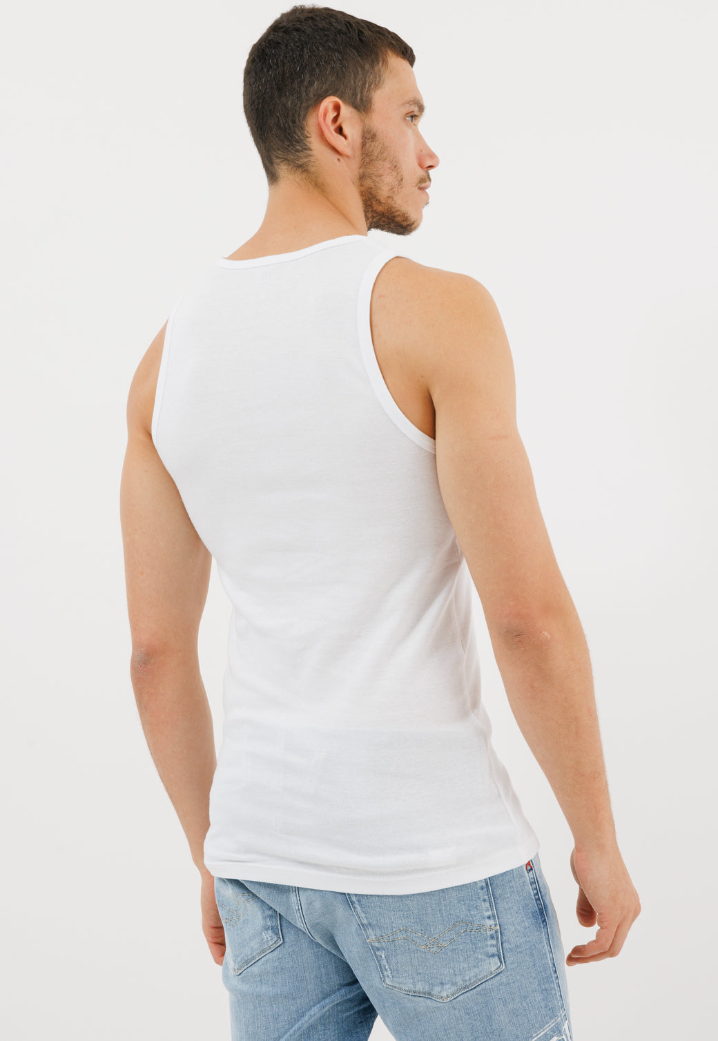 גופייה קצרה בייסיק ריפליי בצבע לבן