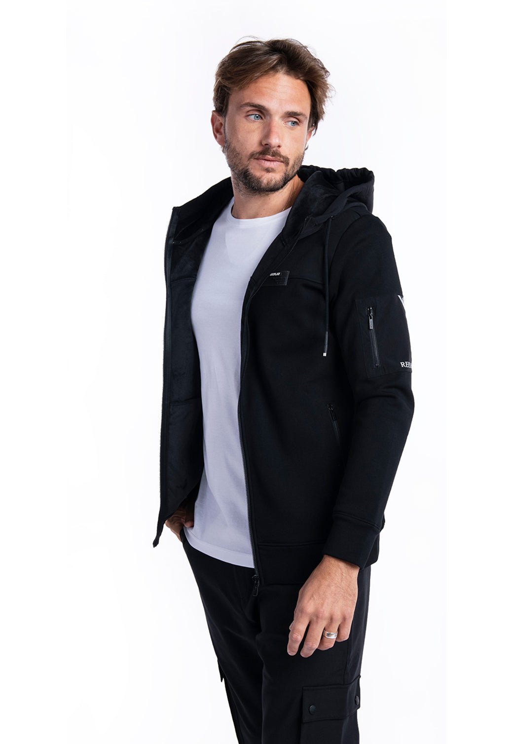 סווטשירט קפוצ׳ון | גברים BLACK / L