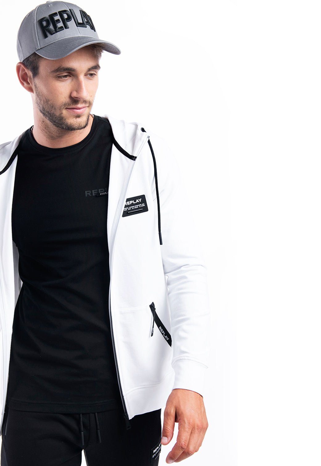 סווטשירט קפוצ׳ון טרי | גברים WHITE / L