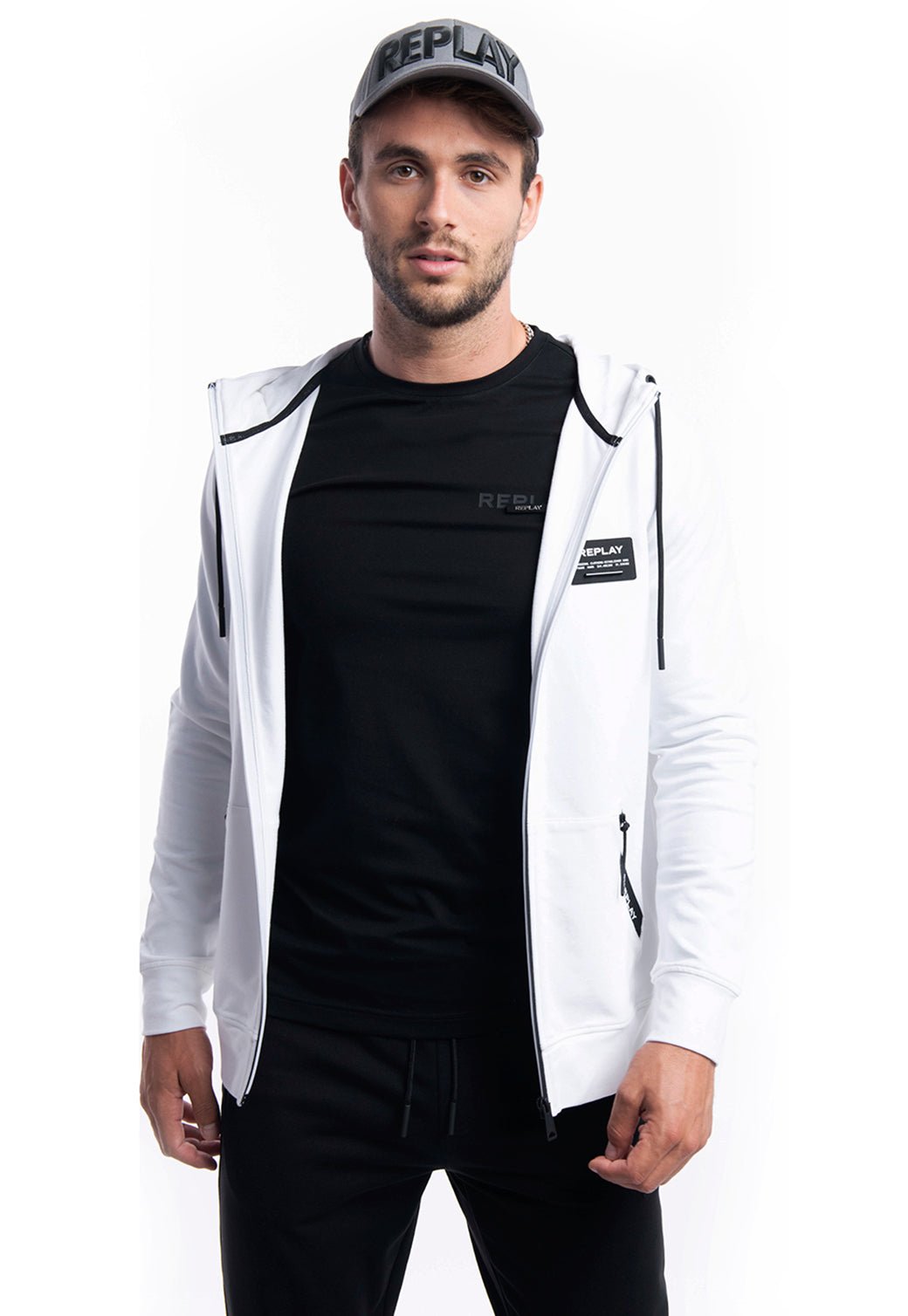 סווטשירט קפוצ׳ון טרי | גברים WHITE / L