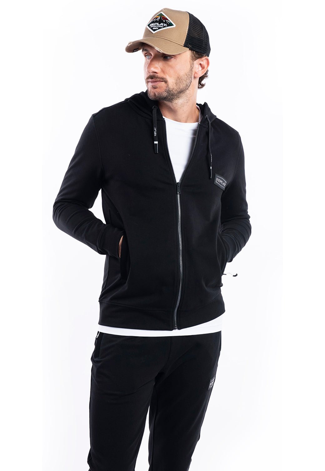 סווטשירט קפוצ׳ון מרוכסן | גברים BLACK / L