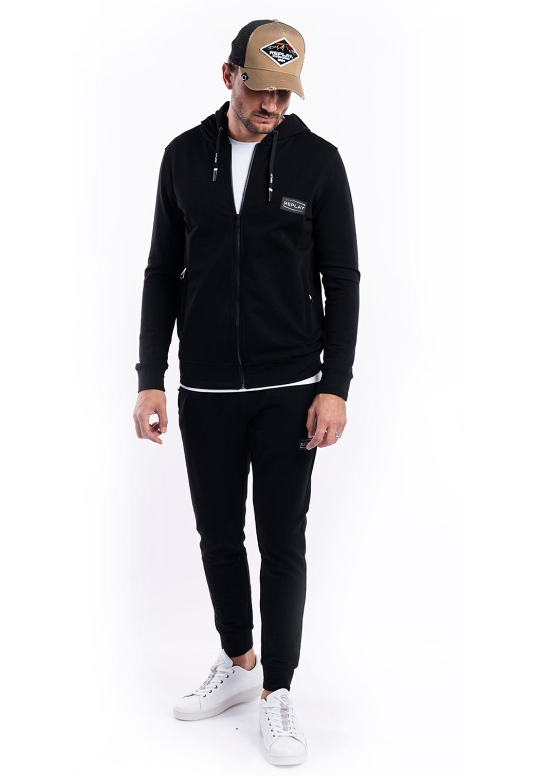 סווטשירט קפוצ׳ון מרוכסן | גברים BLACK / L