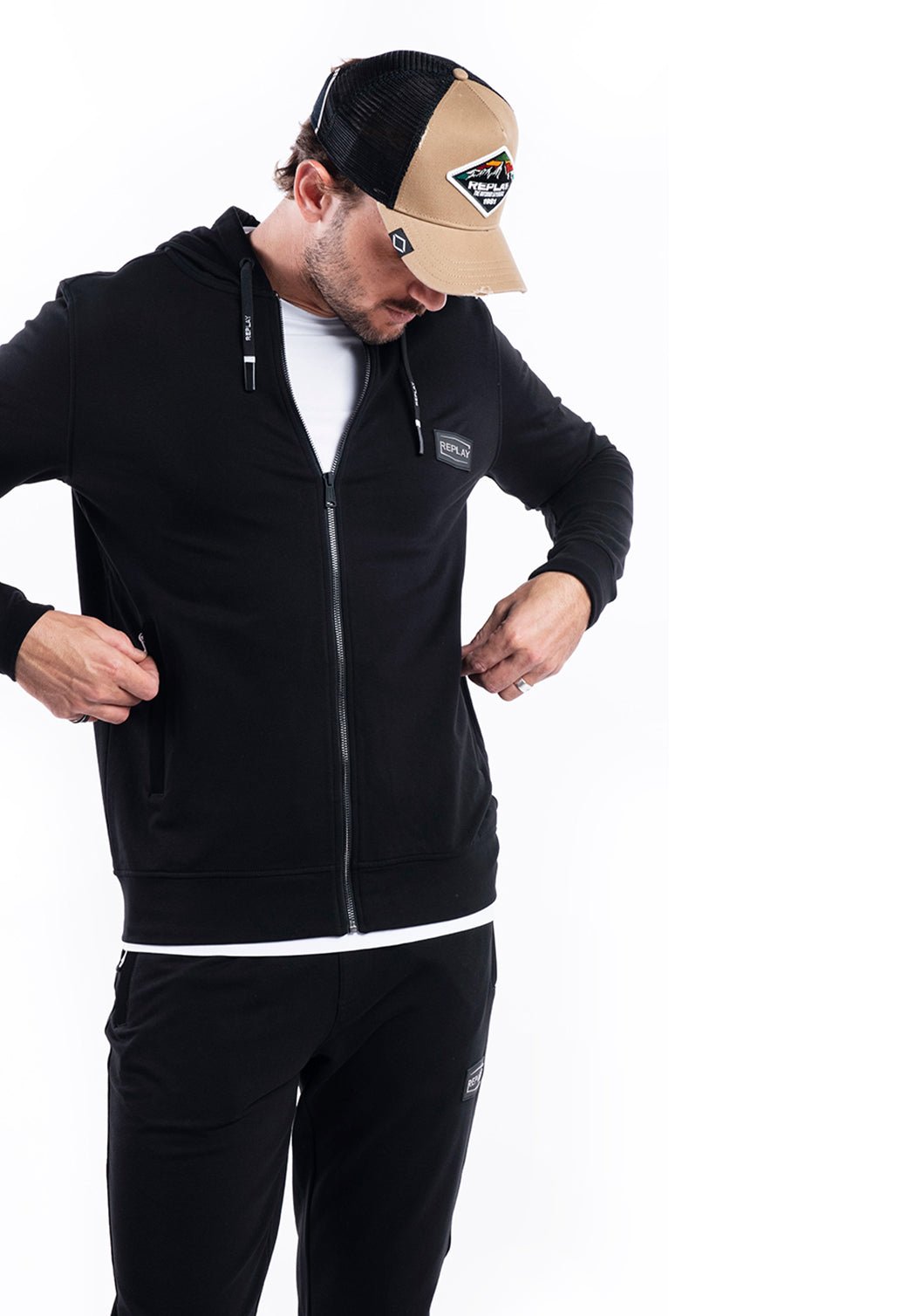 סווטשירט קפוצ׳ון מרוכסן | גברים BLACK / L