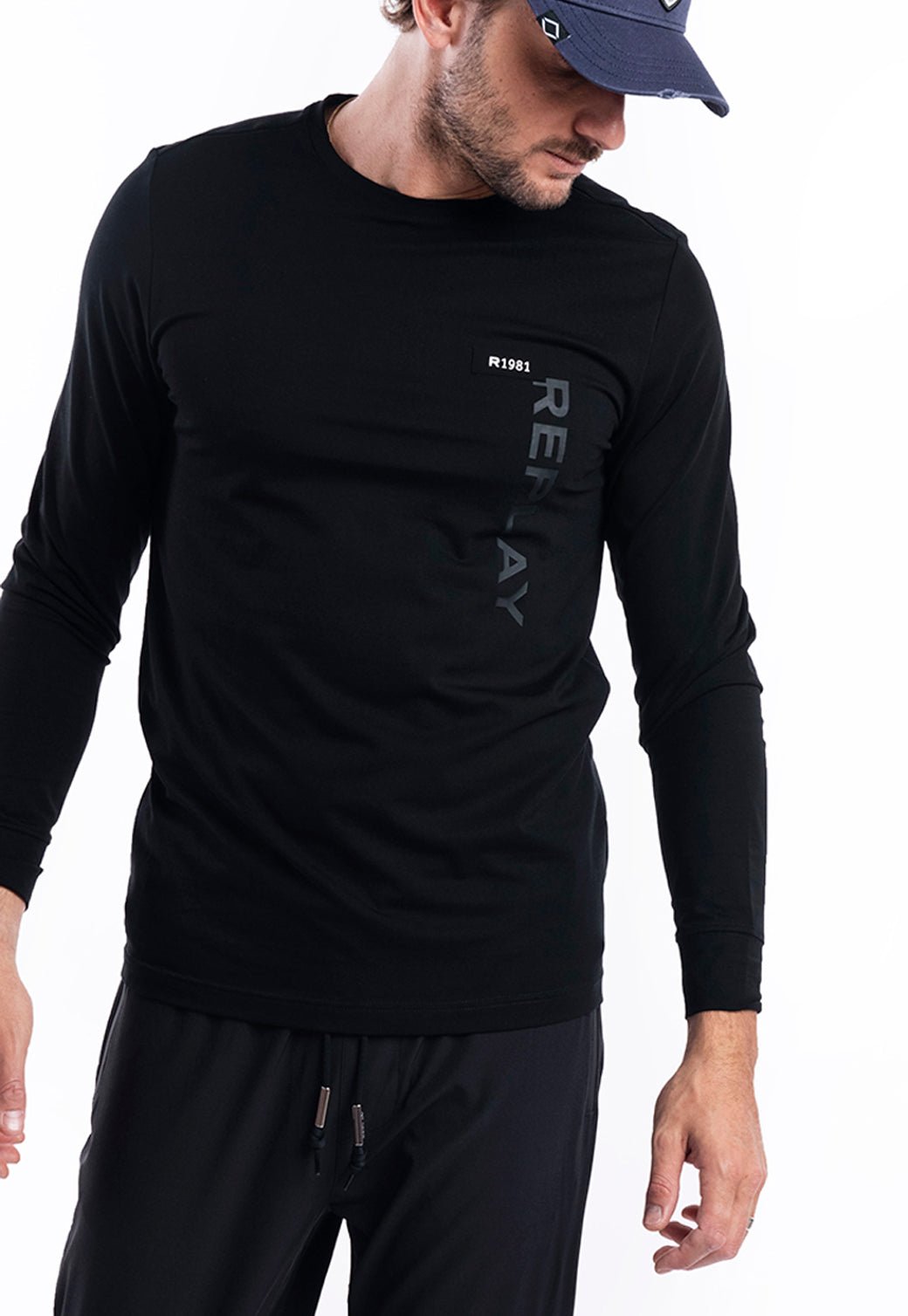 טי שירט לוגו ארוכה | גברים BLACK / L