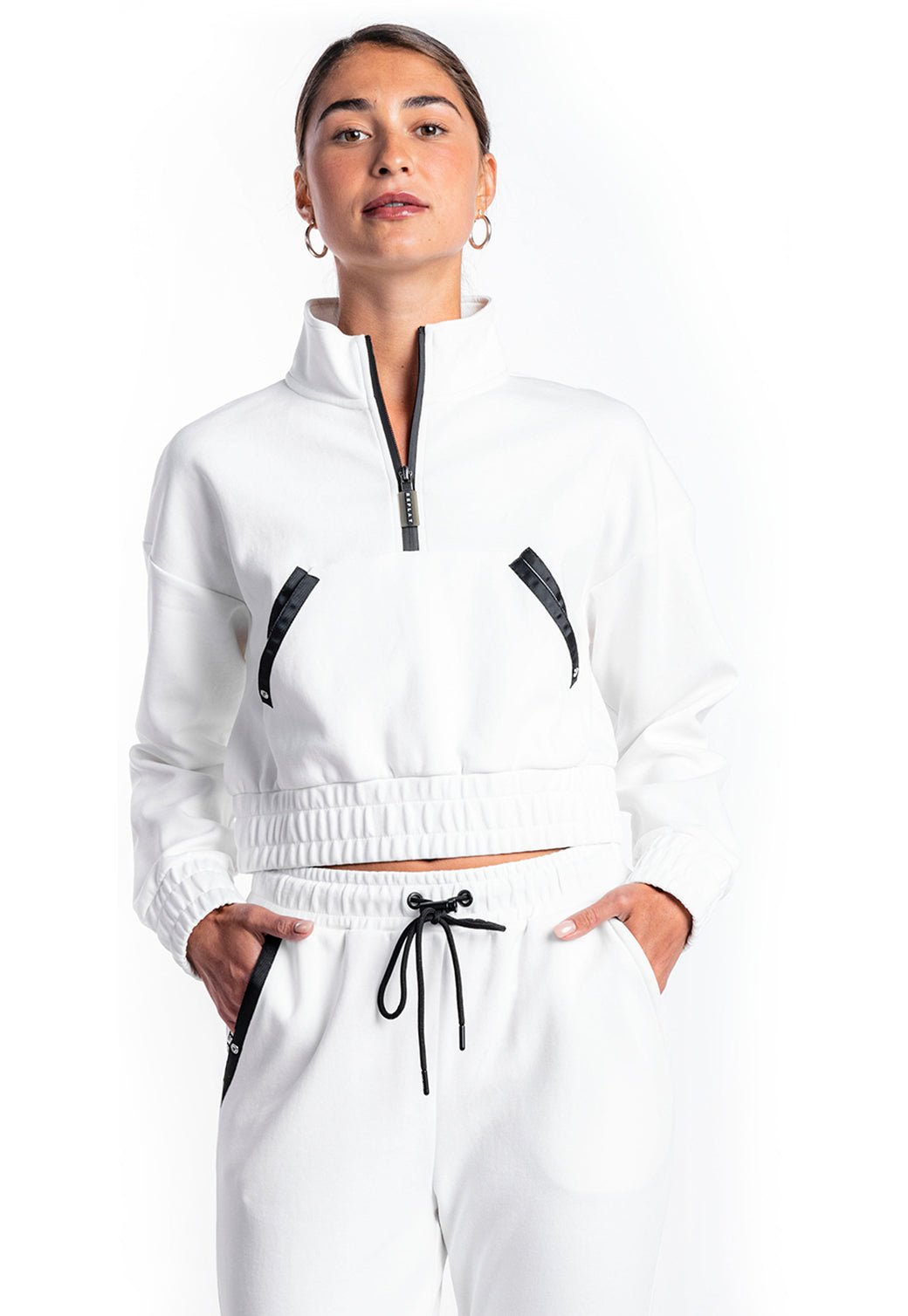 סווטשירט חצי רוכסן | נשים WHITE / S