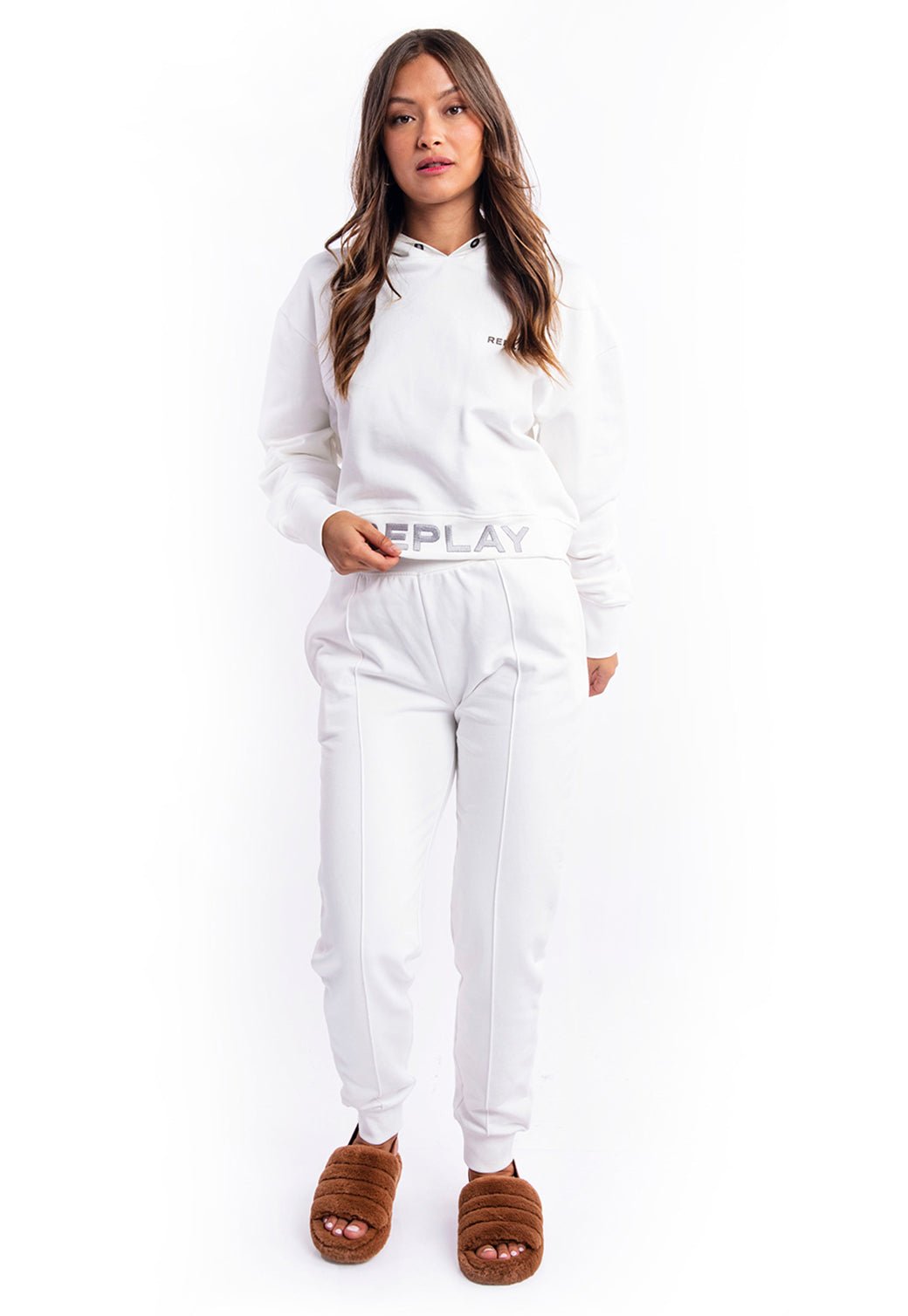 מכנסי טרנינג לוגו מותן | נשים WHITE / S