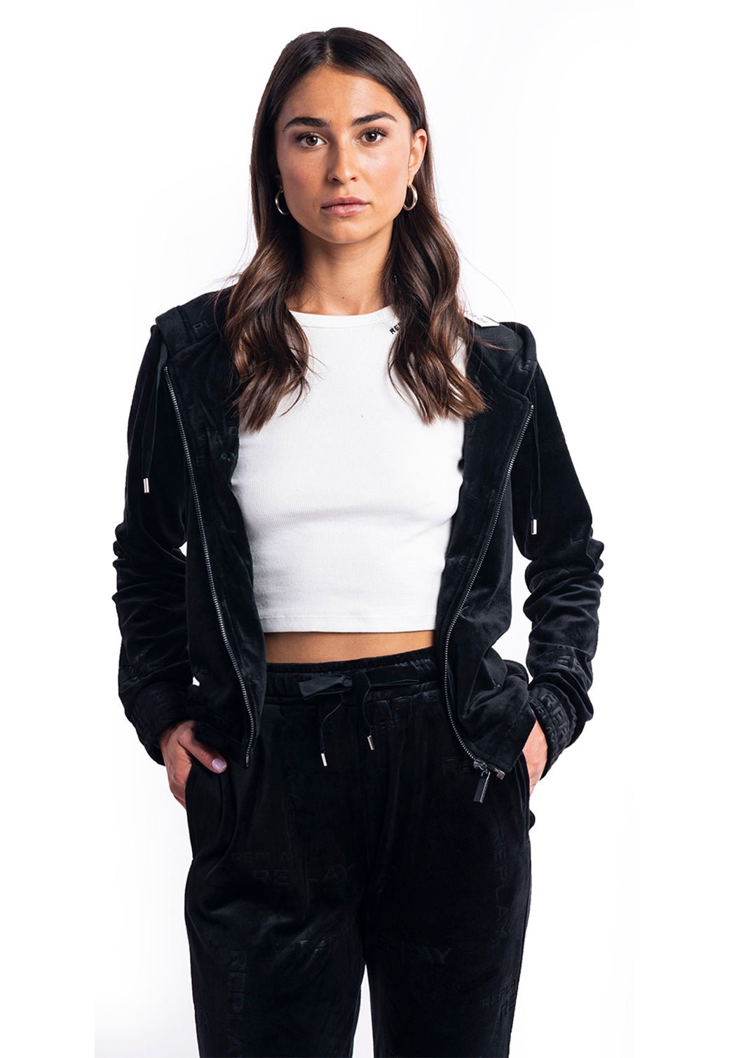 סווטשירט קפוצ׳ון פיט | נשים BLACK / S