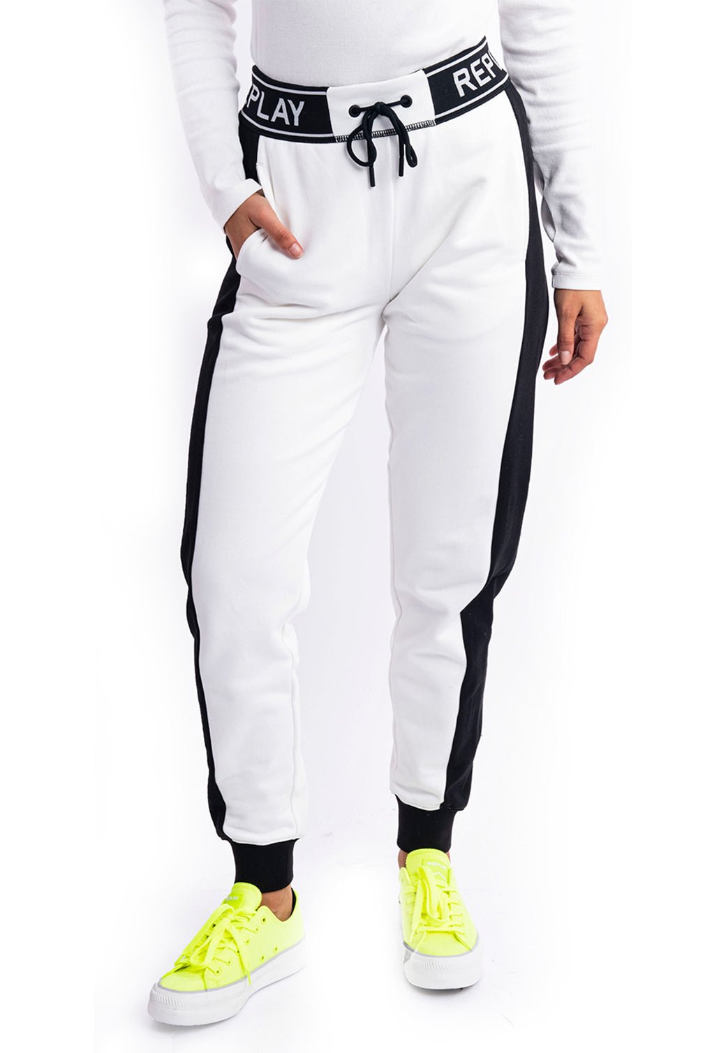 מכנסי טרנינג פס צידי | נשים WHITE / S