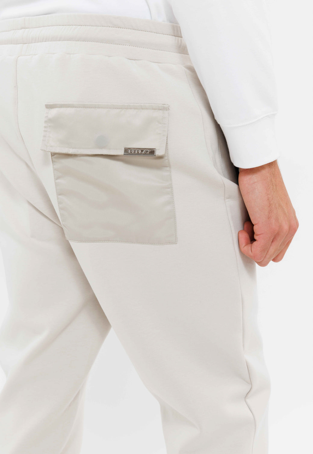 מכנסיים ארוכים לוגו בצד בצבע לבן