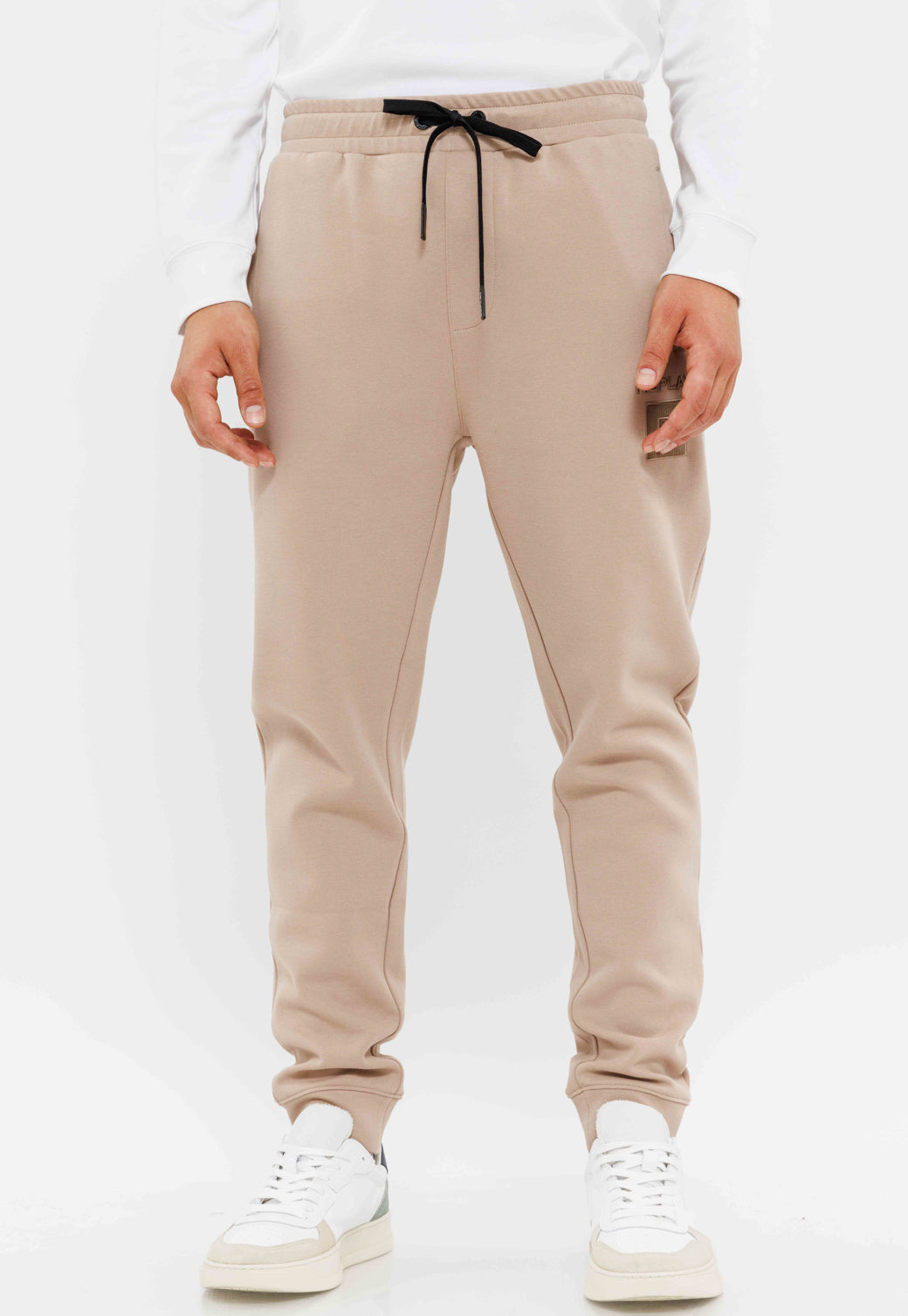 מכנסיים ארוכים לוגו בצד בצבע חום