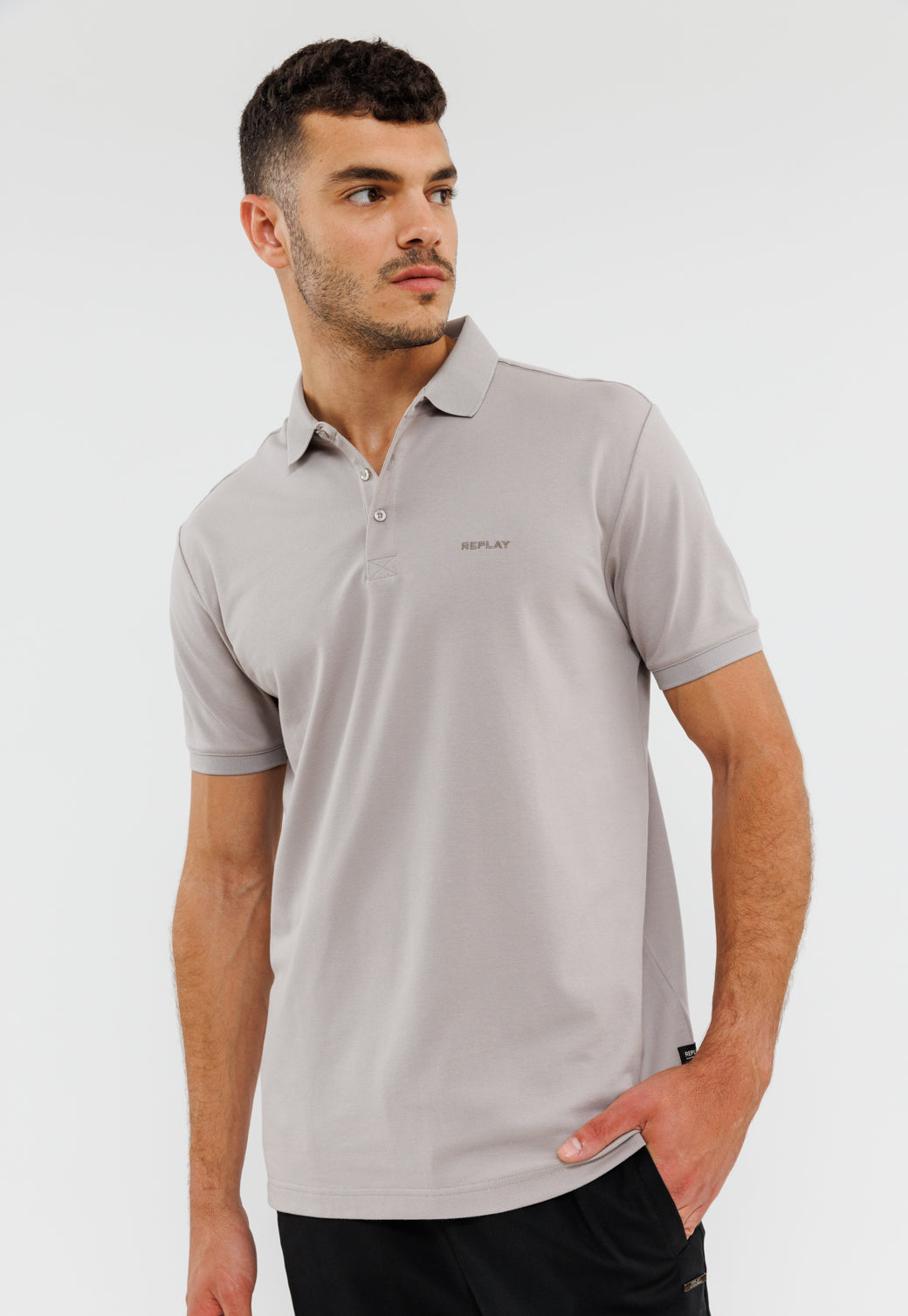 חולצת פולו קצרה מבד פיקה לגברים בצבע חום