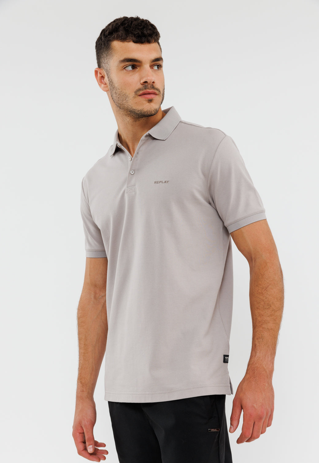 חולצת פולו קצרה מבד פיקה לגברים בצבע חום