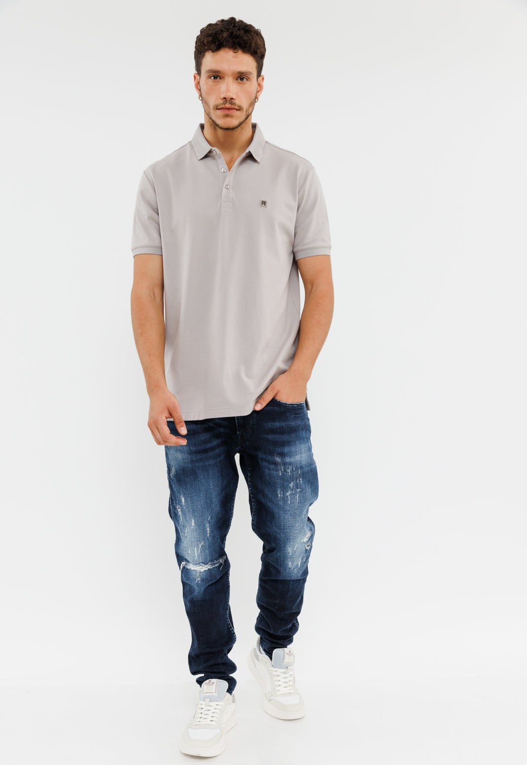 חולצת פולו פיקה לגברים בצבע חום