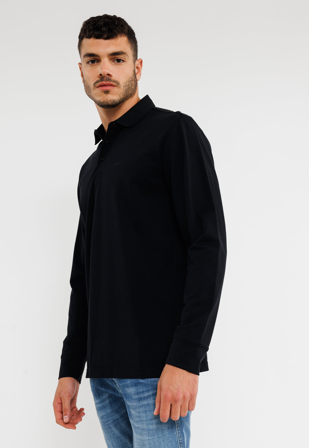 חולצת פולו ארוכה בצבע שחור