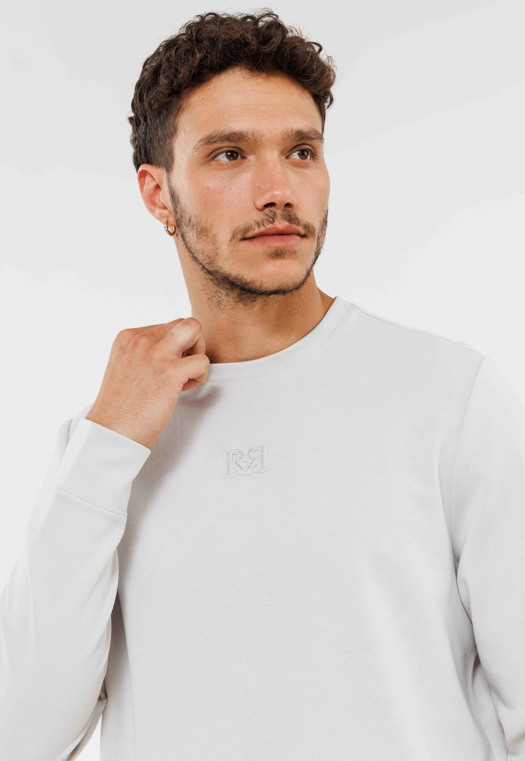 חולצת טי שירט ארוכה לגברים בצבע אפור