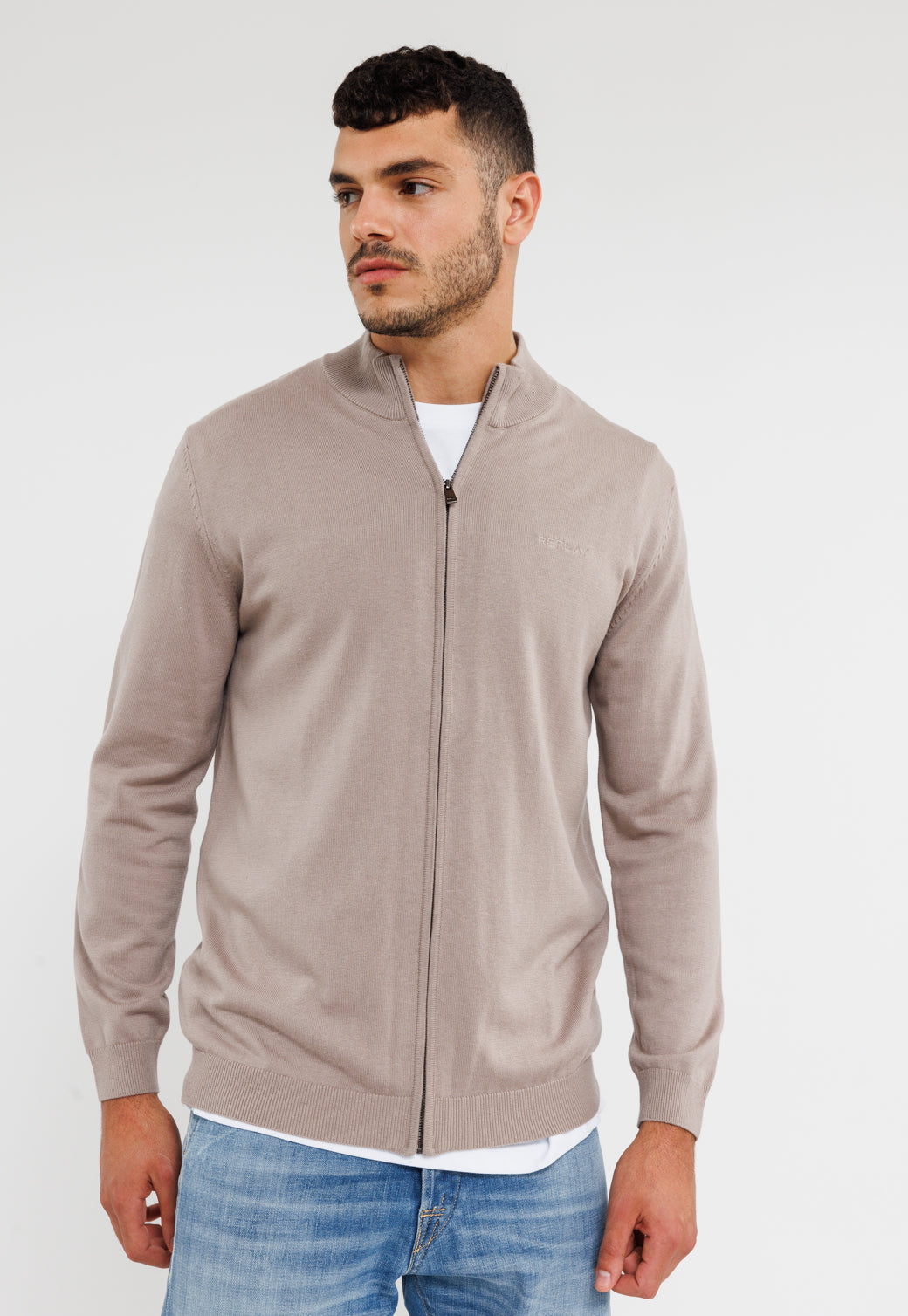 סריג עם רוכסן לגברים בצבע שחור