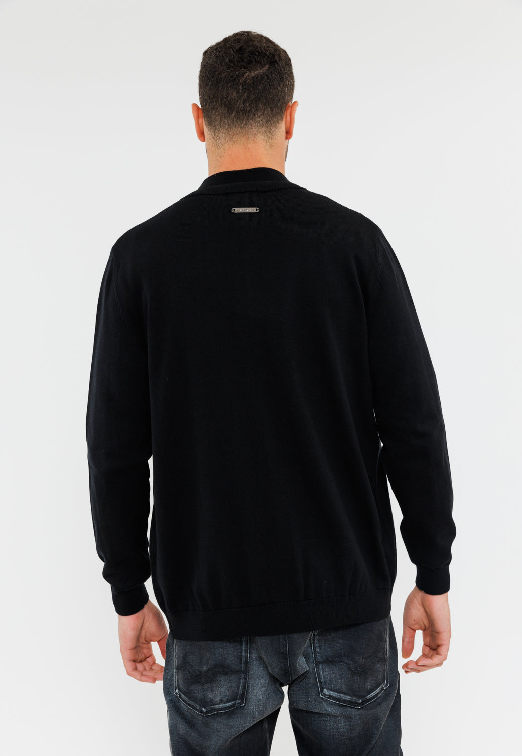 סריג עם רוכסן לגברים בצבע חום