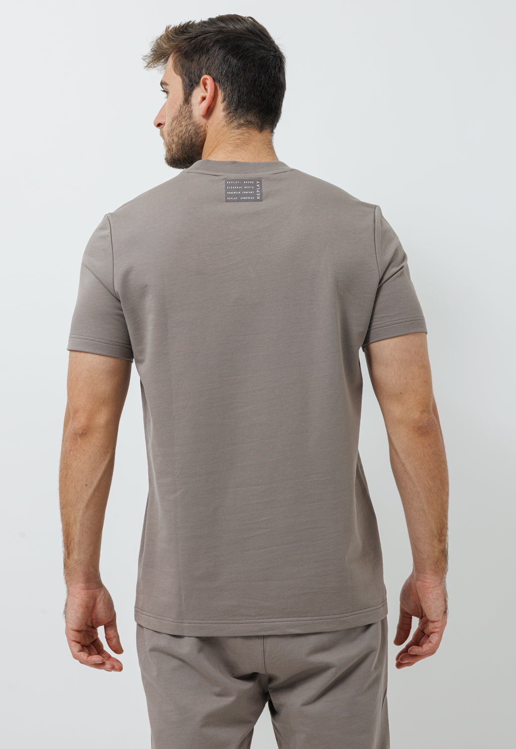 חליפת טרנינג קצרה 2 חלקים בצבע אבן