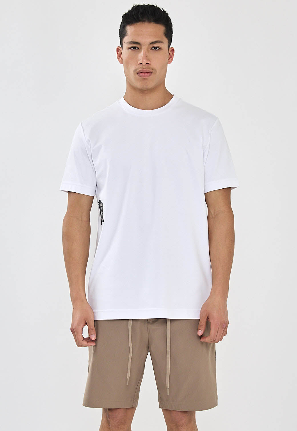 טי-שירט כותנה לגברים בצבע לבן