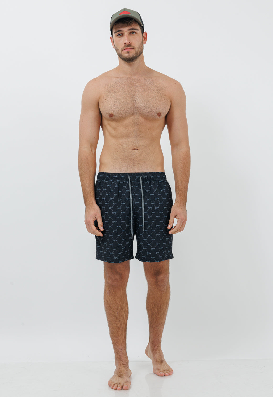 בגד ים לגברים בצבע שחור עם הדפס