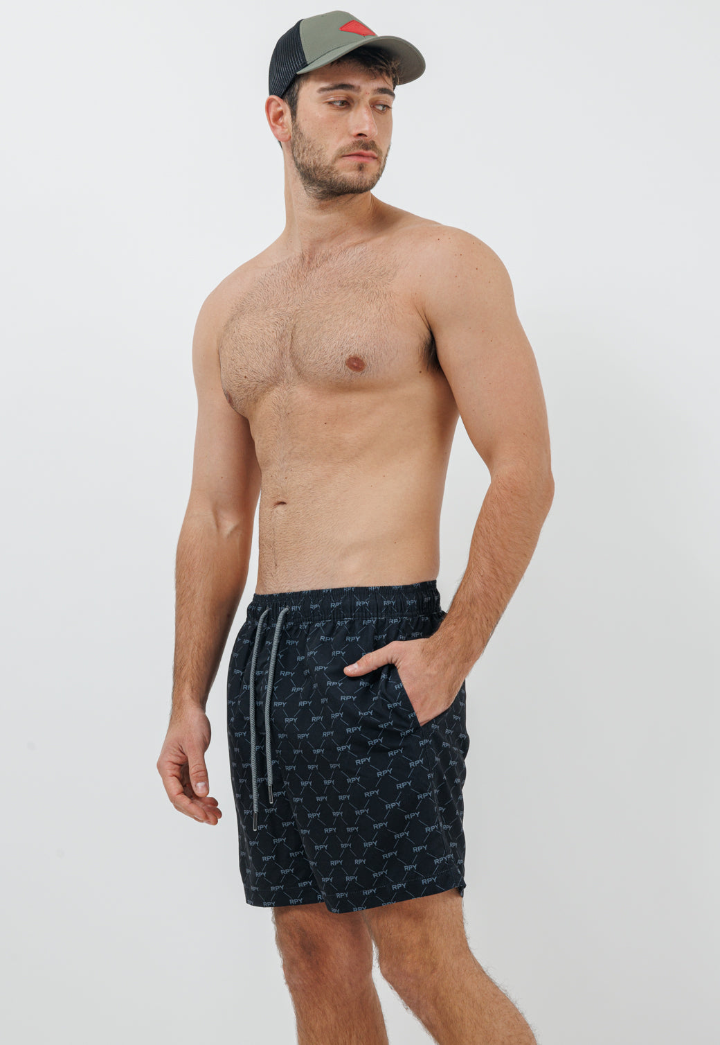 בגד ים לגברים בצבע שחור עם הדפס