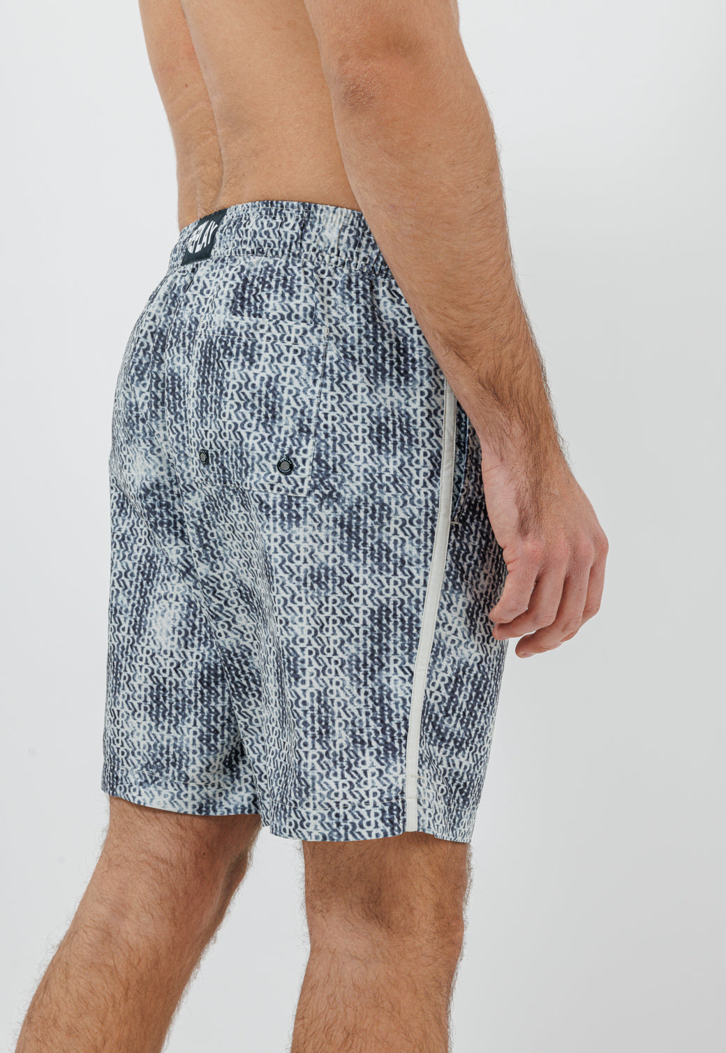 בגד ים לגברים בהדפס כחול-אפור