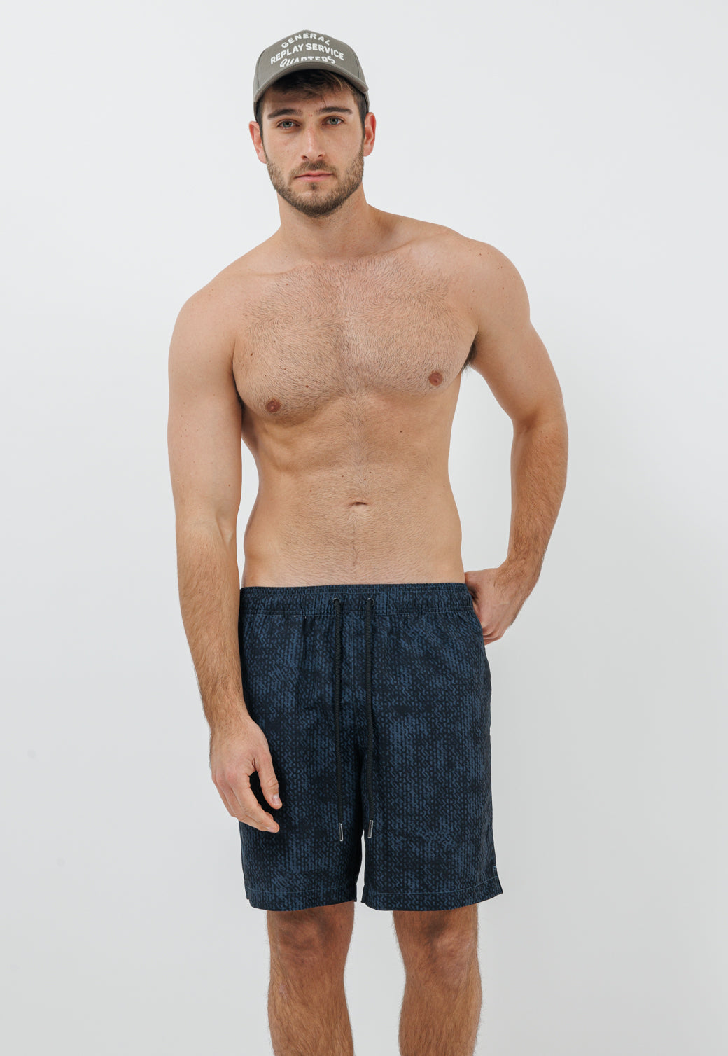 בגד ים לגברים בהדפס שחור