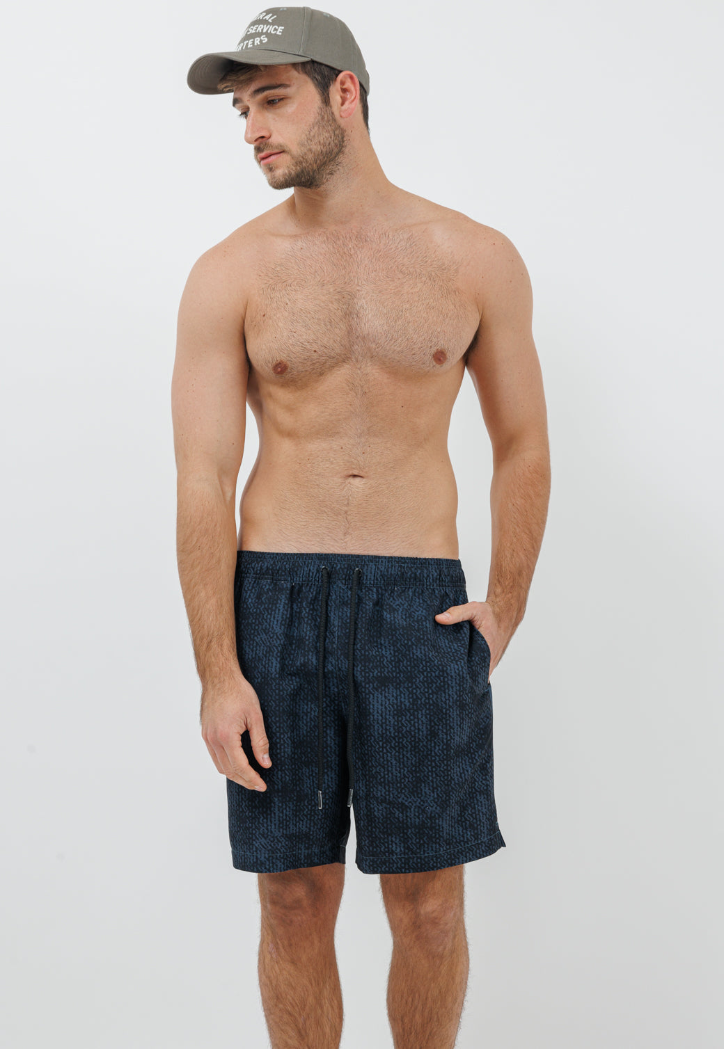 בגד ים לגברים בהדפס שחור