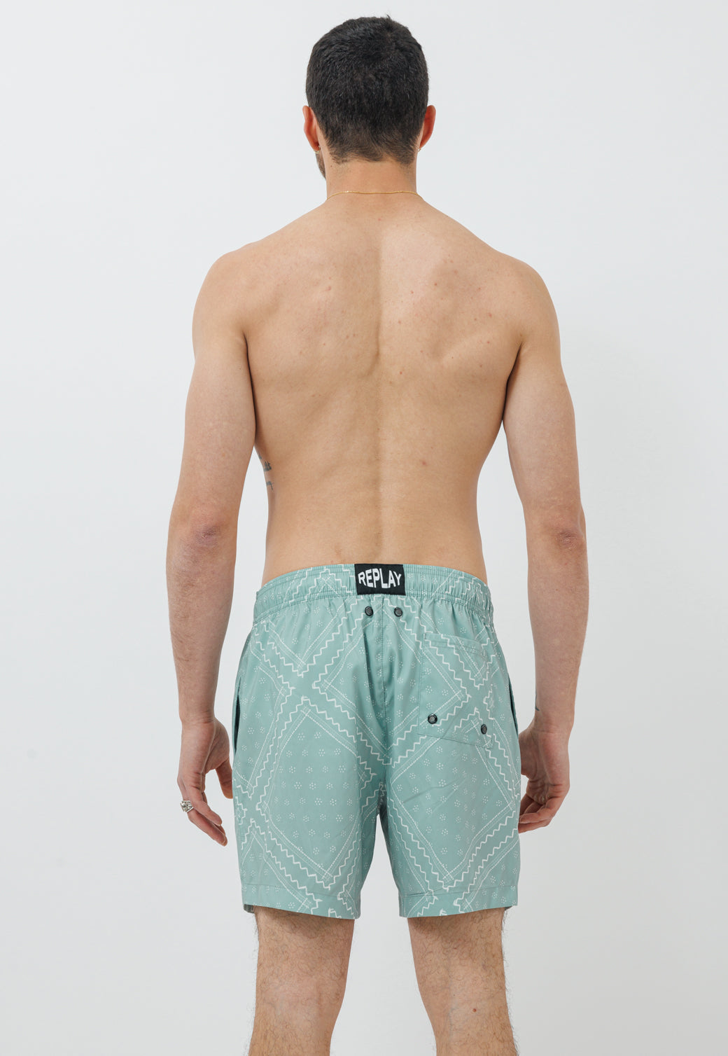 בגד ים לגברים בצבע ירוק מרווה