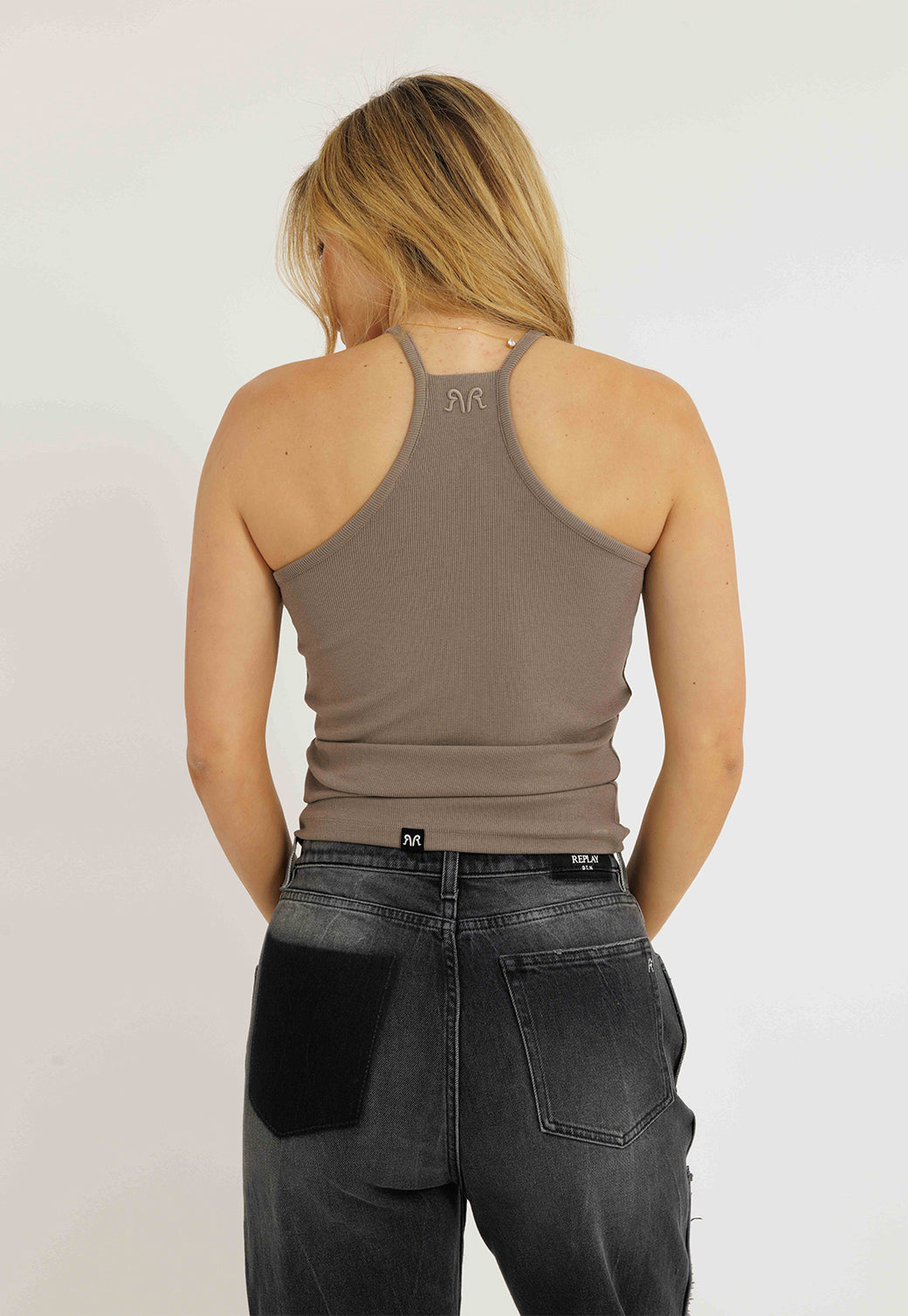 גופיית ריב לנשים בצבע חום